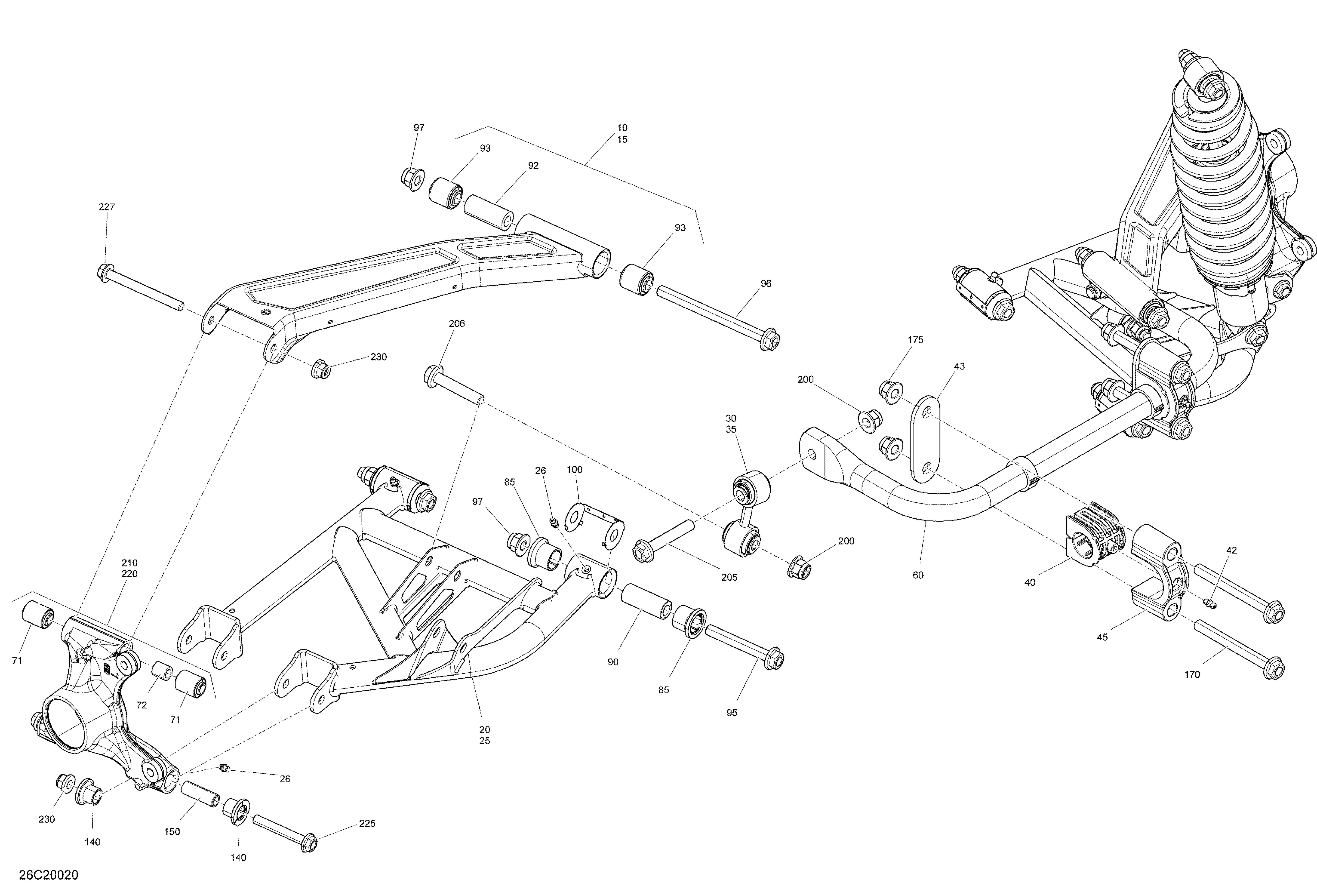 08 SUSPENSION ARRIERE POUR MAVERICK SPORT 1000 BASE BLANC 2020