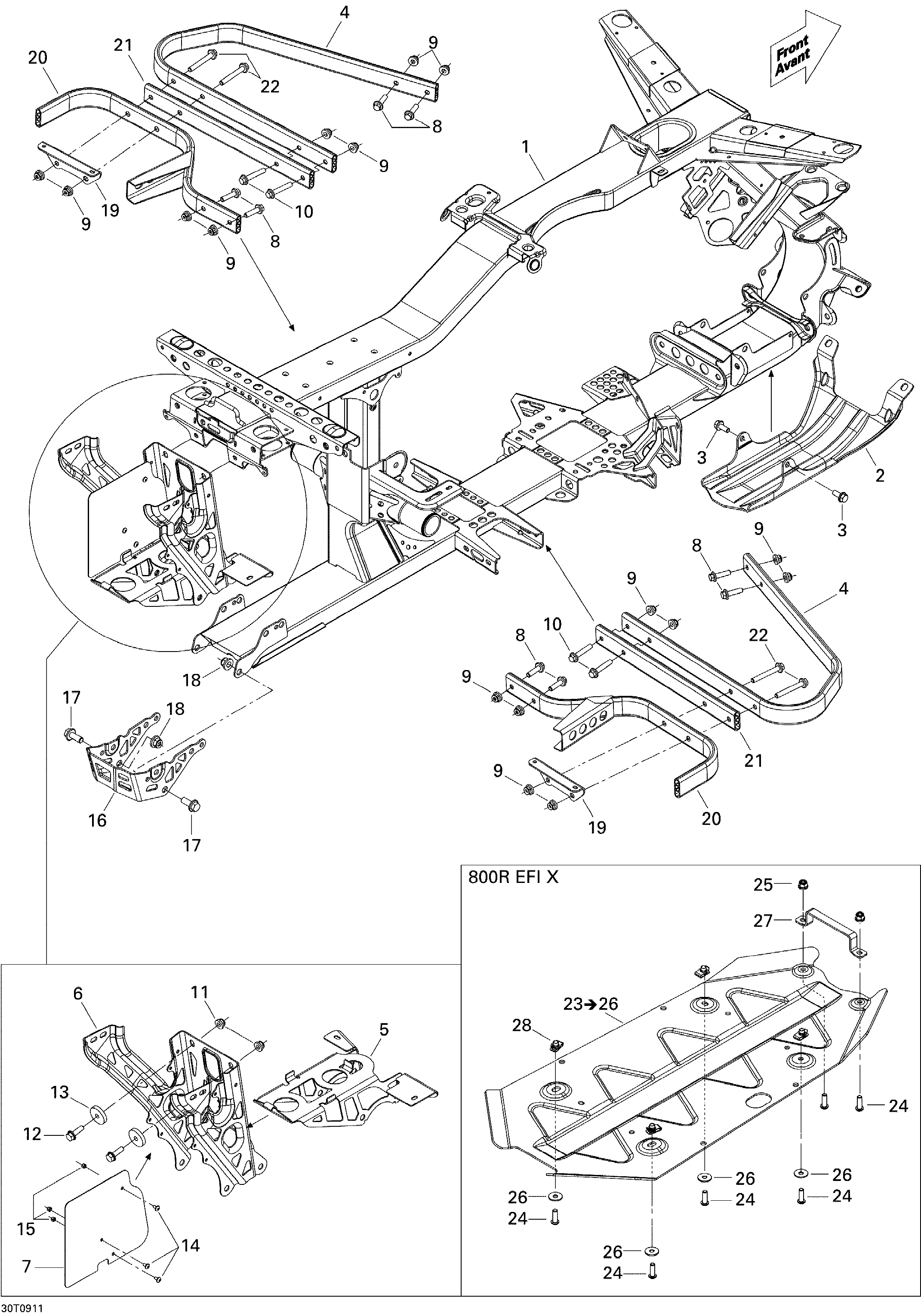 09 CHASSIS POUR RENEGADE X 800R CVT NOIR PROFOND 2009