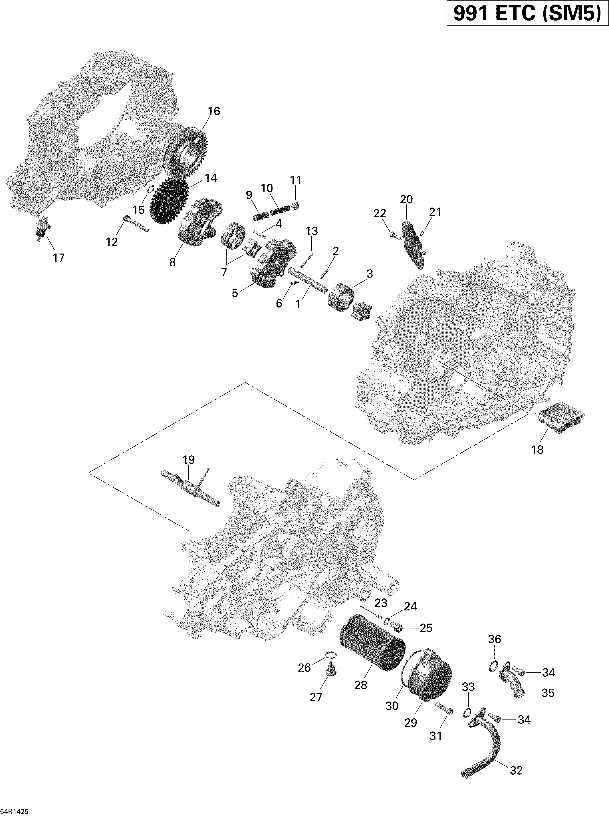 01 LUBRIFICATION DU MOTEUR POUR SPYDER RS S SM5 WHITE 2014