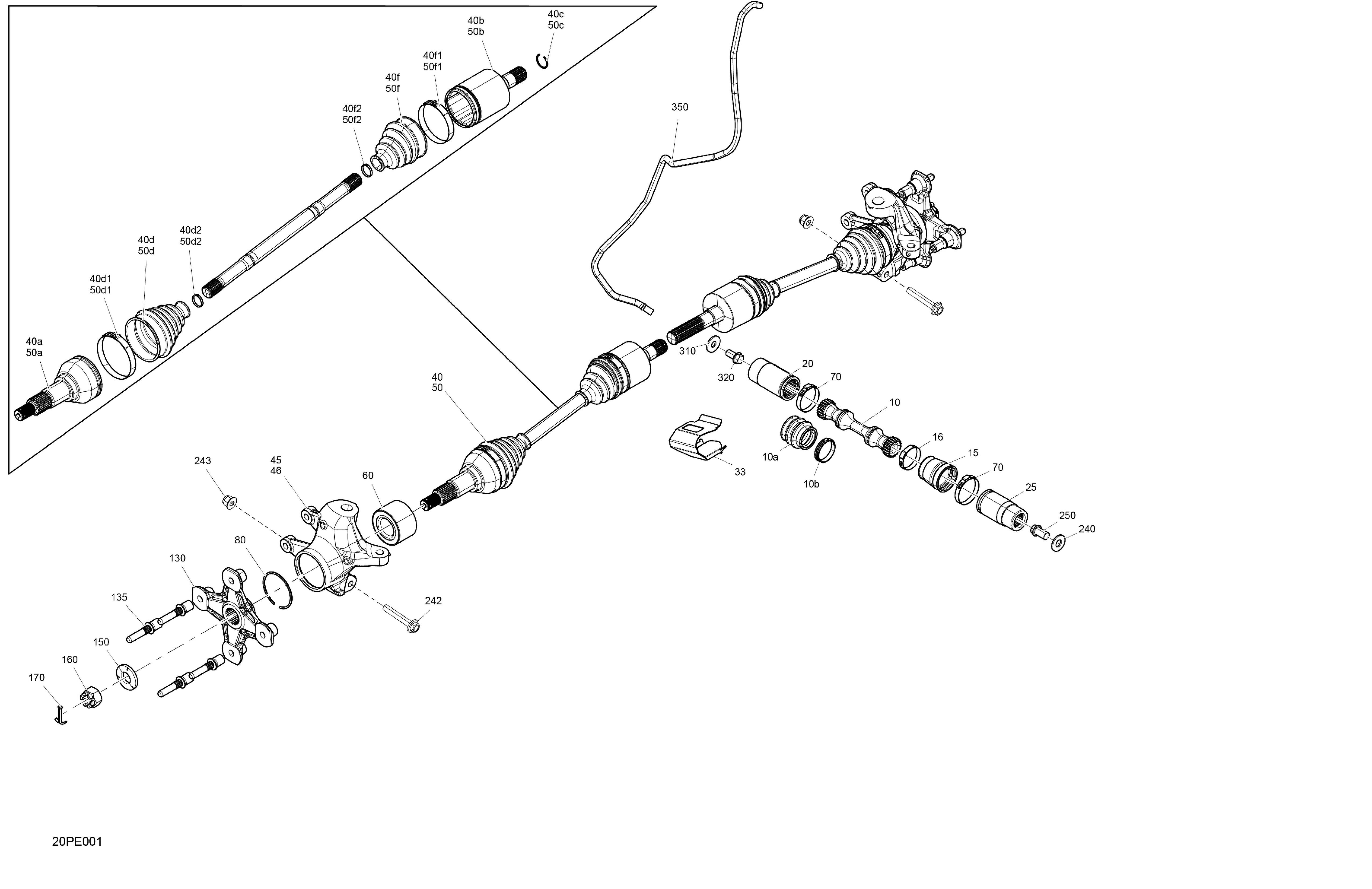 04 ENTRAINEMENT AVANT PIECES COMMUNES POUR OUTLANDER 1000 EFI 6X6 XU VERT BOREAL 2024