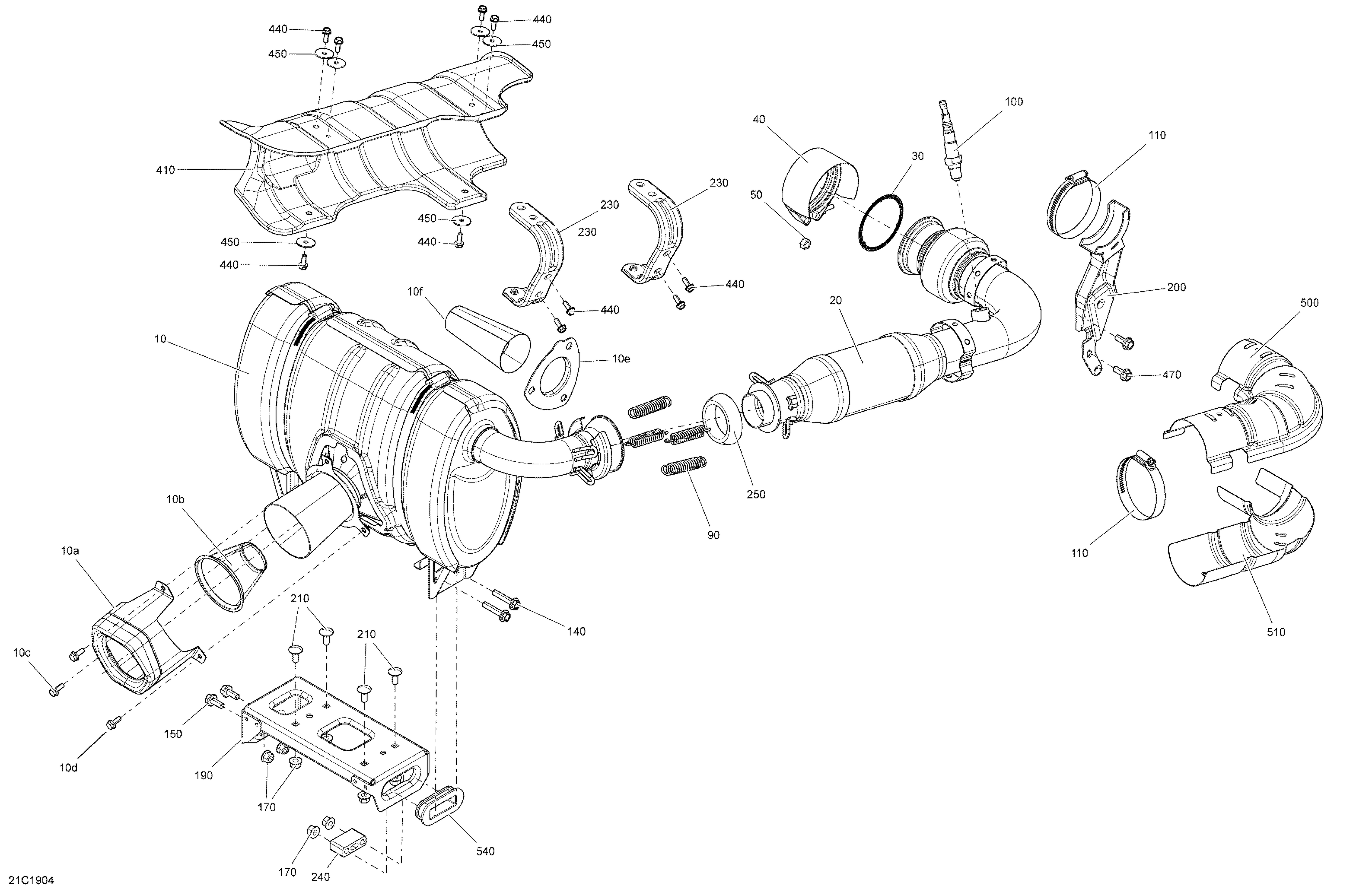 01 ECHAPPEMENT POUR MAVERICK MAX TURBO R STD BLANC 2019