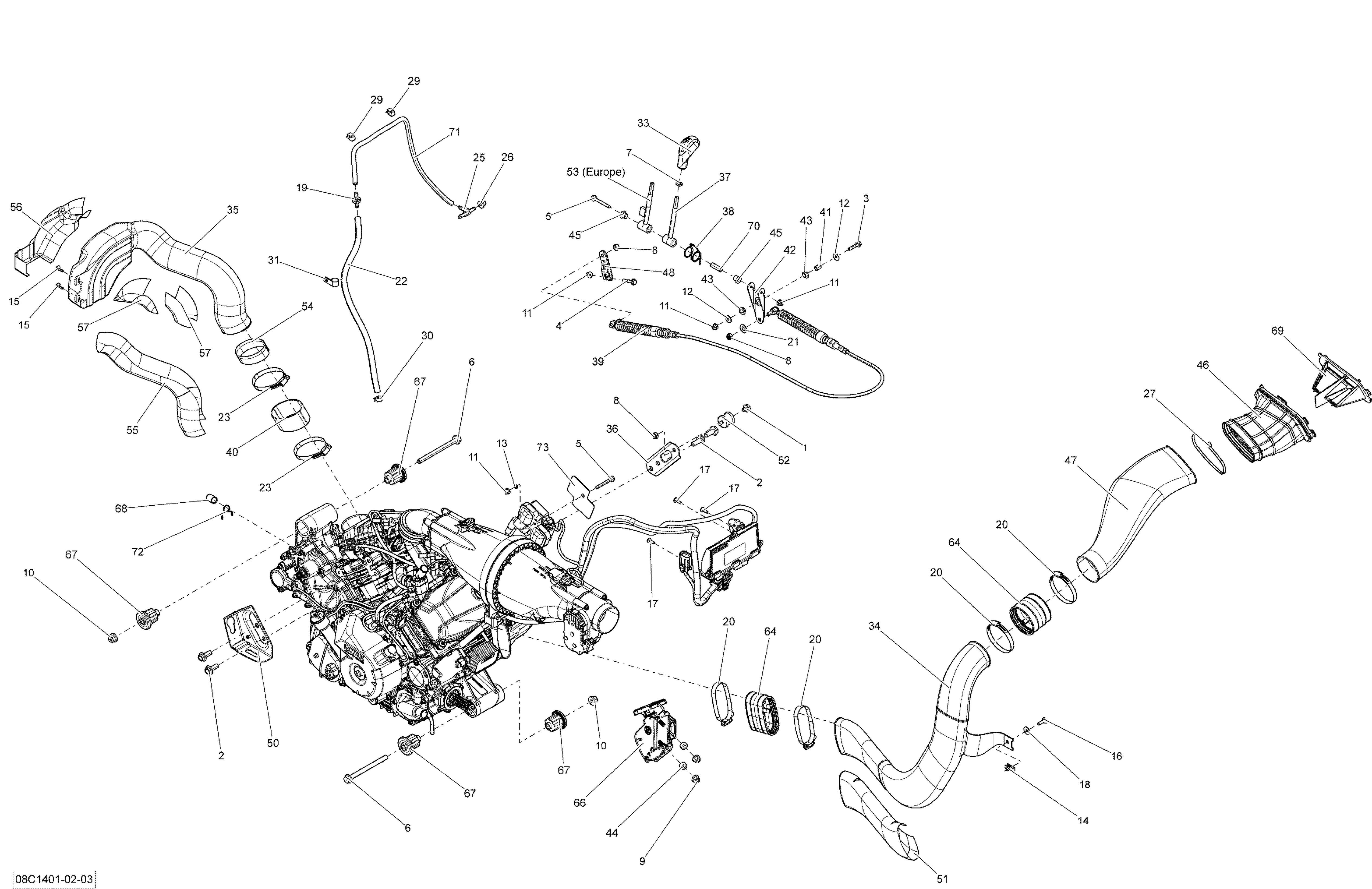 01 MOTEUR POUR COMMANDER 1000 EFI CVT STD ROUGE 2014