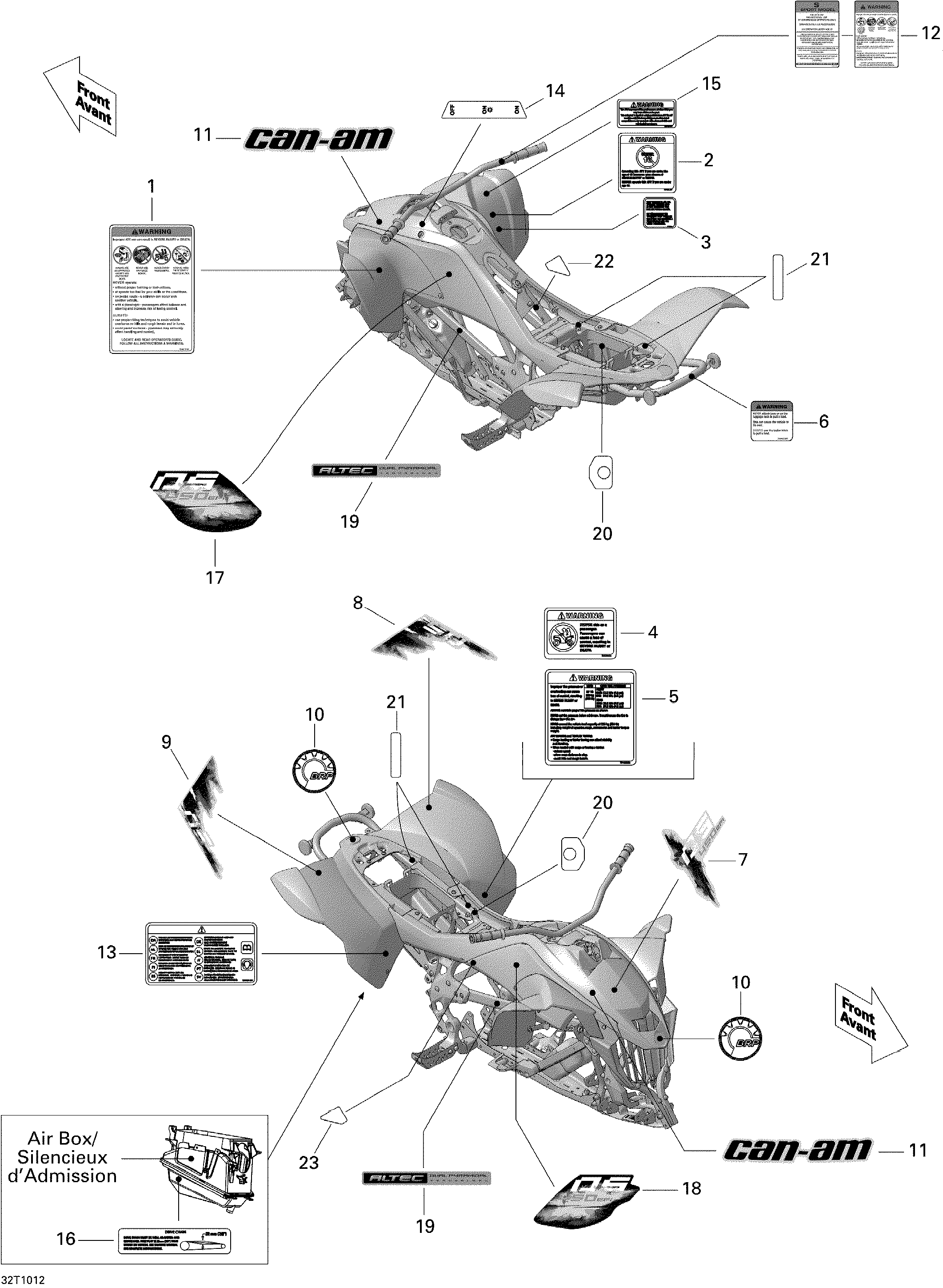 09 KITS DECO POUR DS 2X4 STD 450 EFI 5SP JAUNE 2010