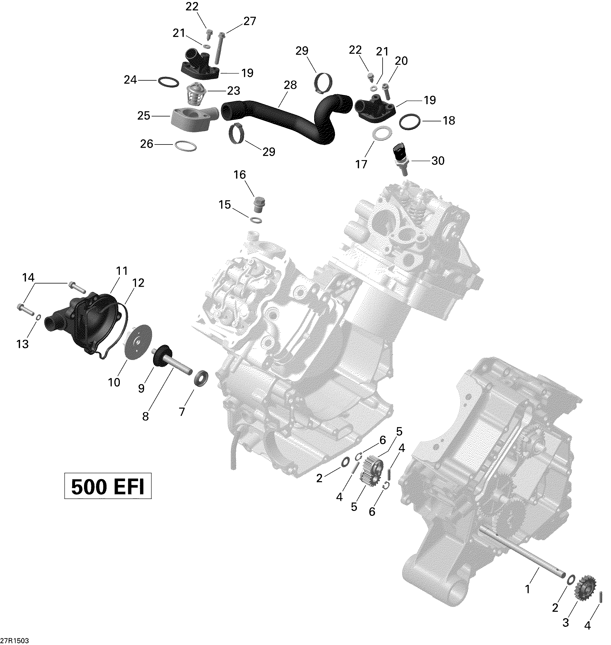 01 REFROIDISSEMENT MOTEUR 27R1503 POUR COMMANDER 800R EFI CVT DPS GRIS PALE 2015