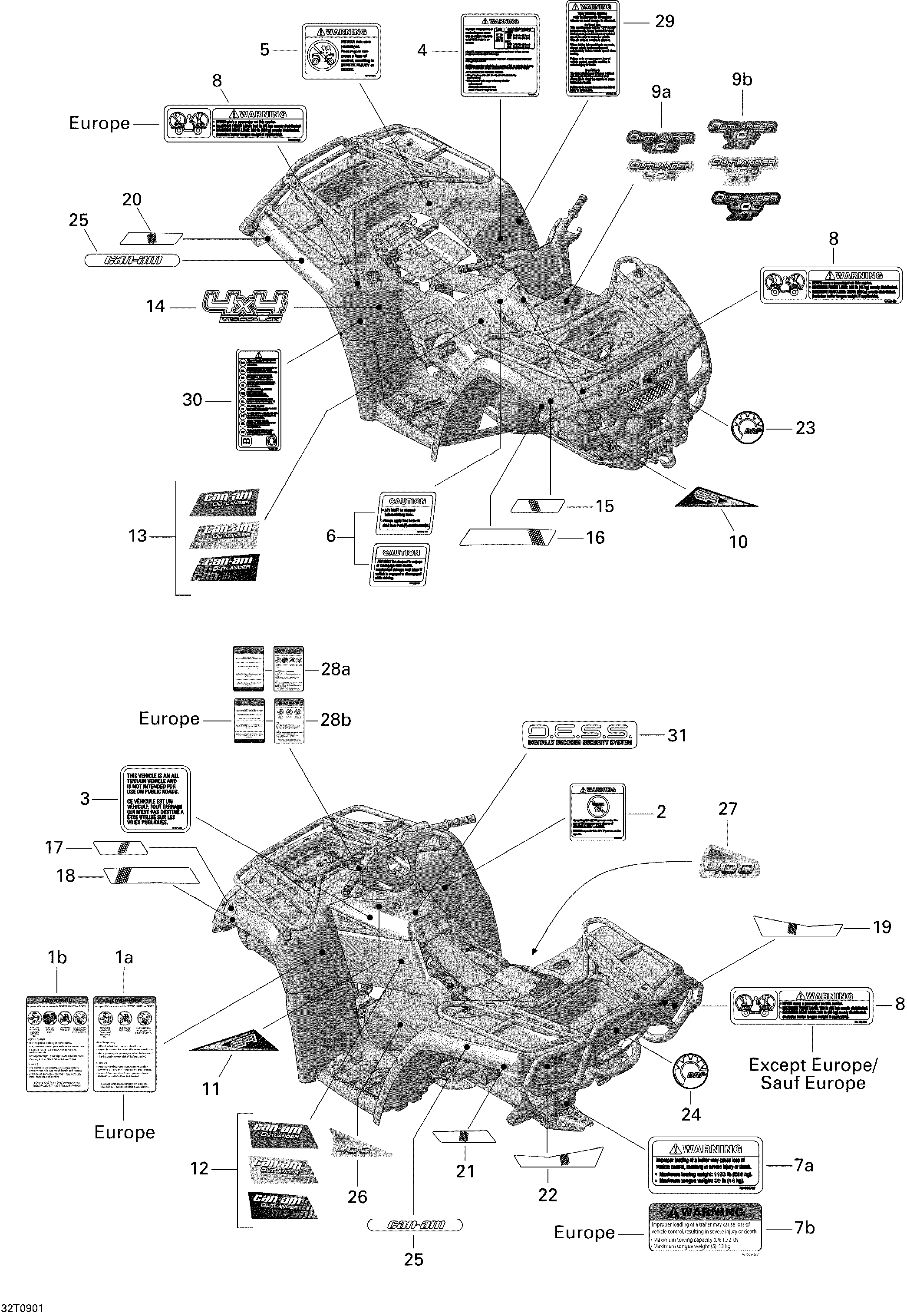09 KITS DECO POUR OUTLANDER STD 400 EFI CVT ROUGE VIPERE 2009
