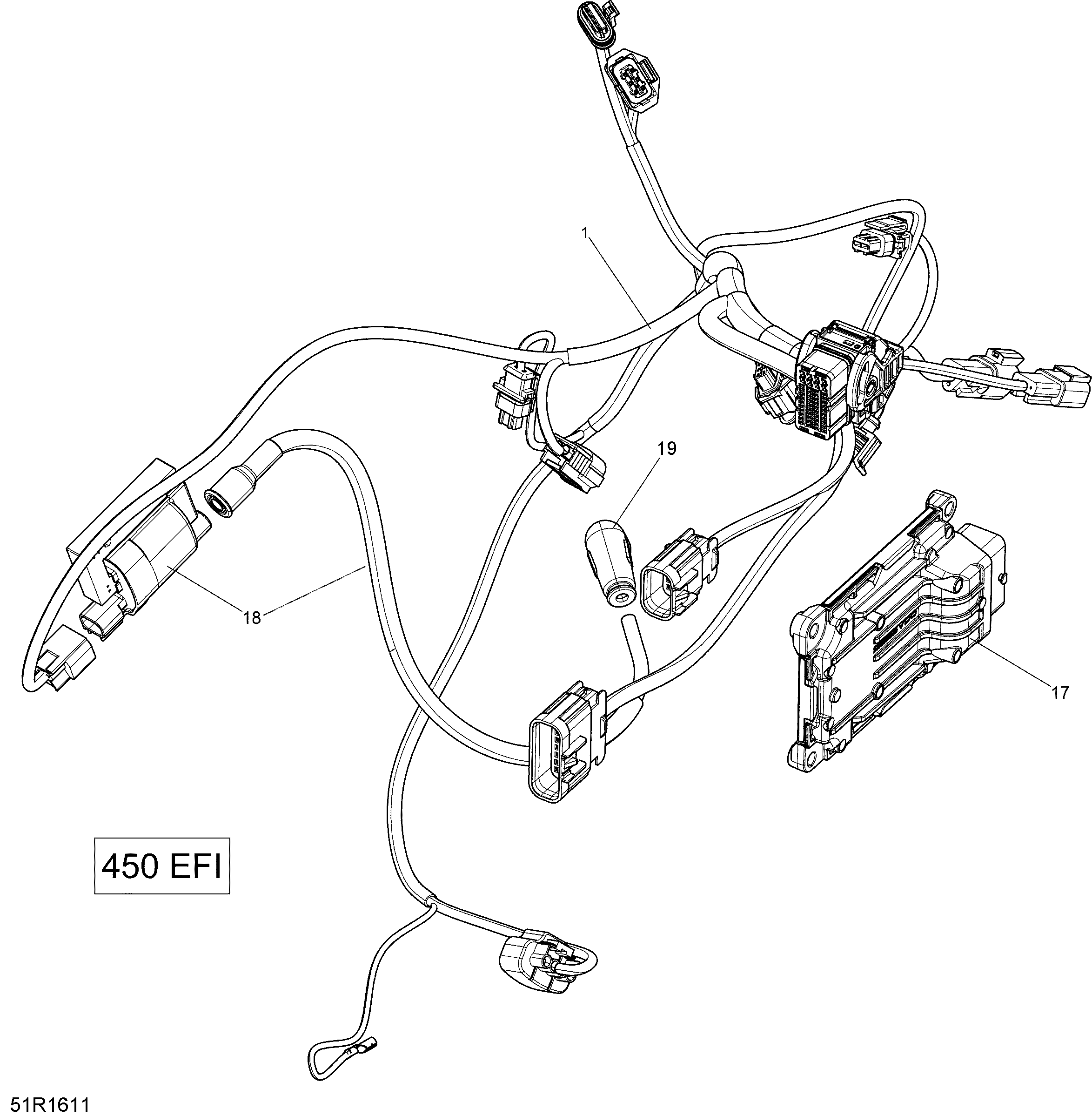10 CABLAGE MOTEUR ET MODULE ELECTRONIQUE 450 EFI POUR OUTLANDER L DPS 450 EFI JAUNE 2016