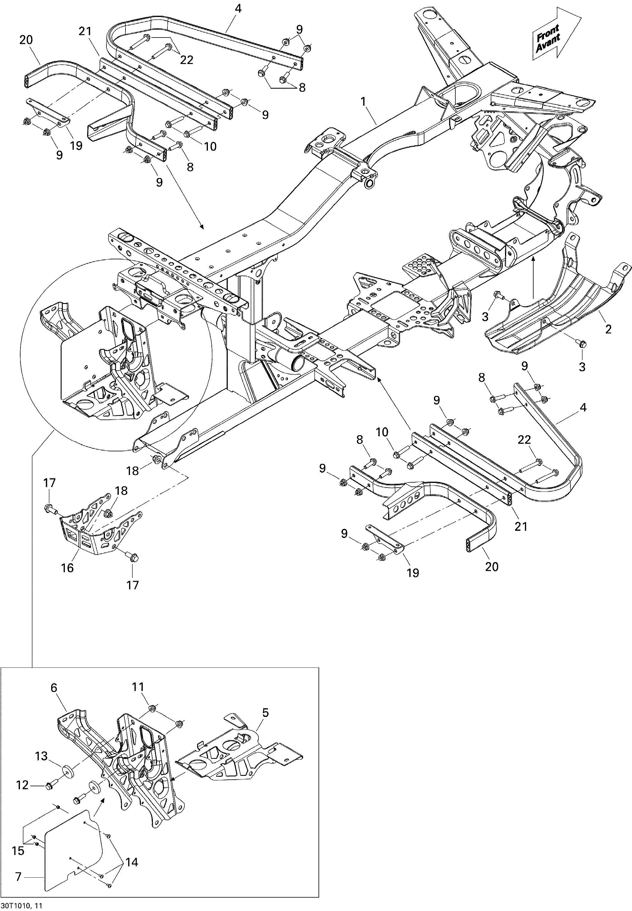 09 CHASSIS POUR RENEGADE STD 500 EFI ROUGE VIPERE 2010