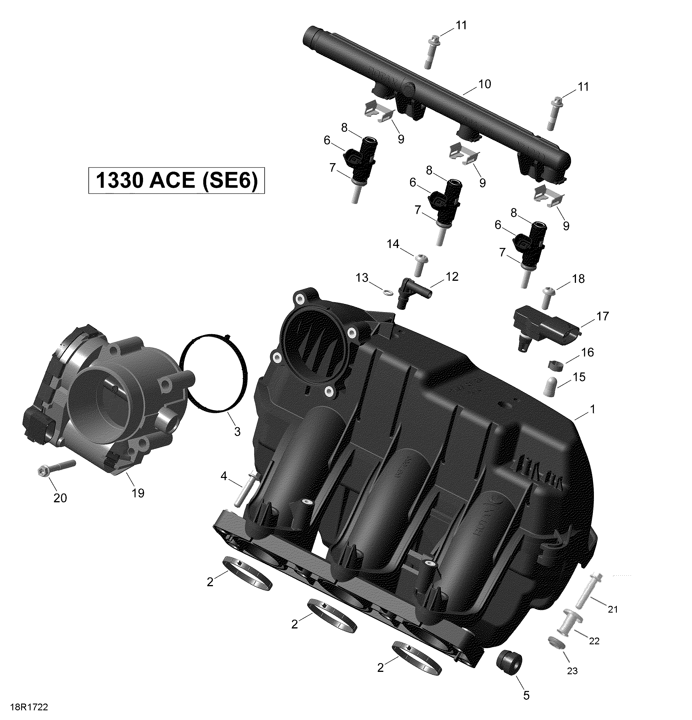 01 ROTAX COLLECTEUR ADMISSION AIR ET CARTER DE PAPILLON POUR SPYDER RT LIMITED 10TH EDITION SE6 BLACK 2018