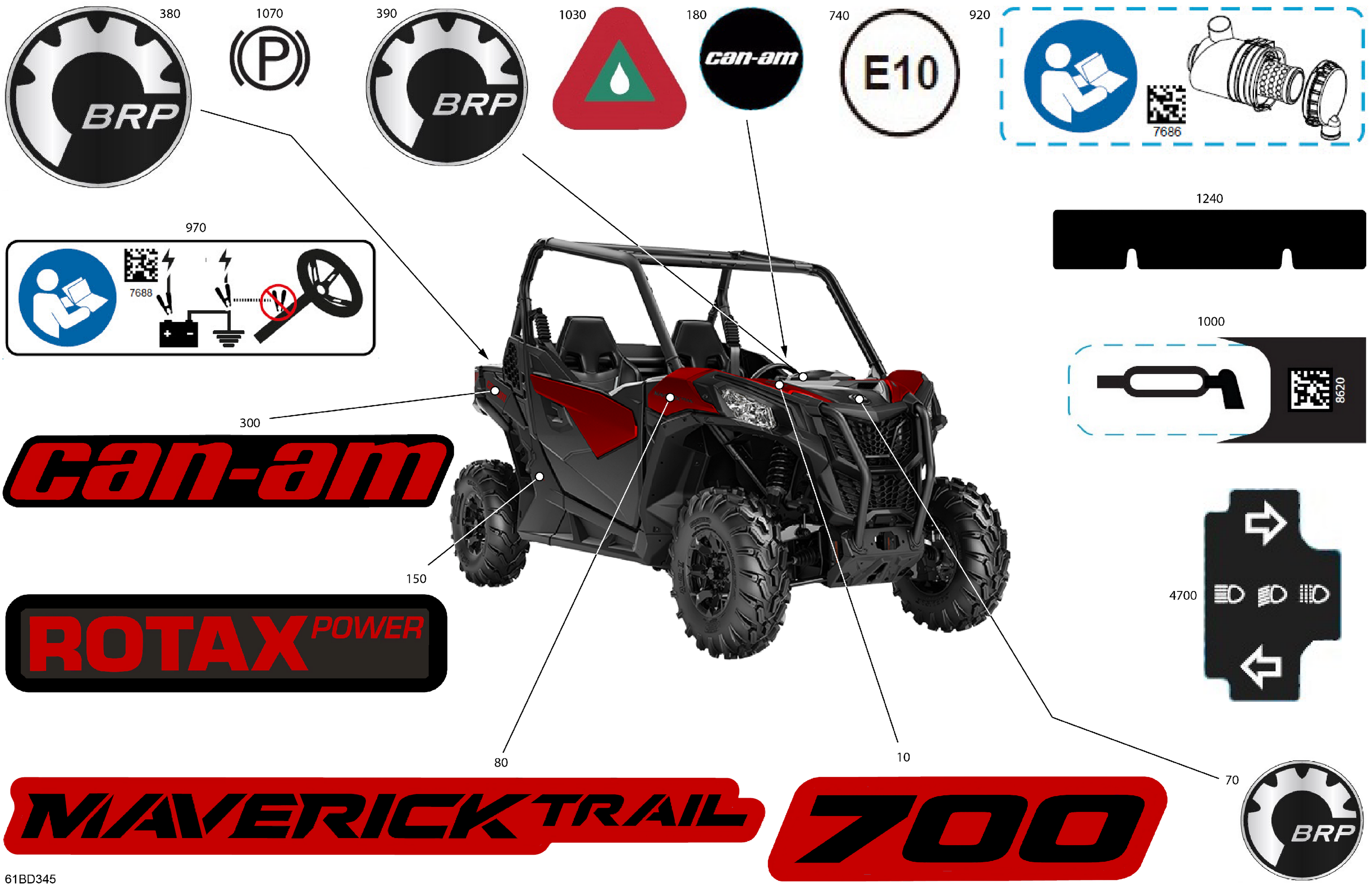 07 CARROSSERIE KITS DECOS POUR MAVERICK TRAIL 700 DPS ROUGE INTENSE 2024