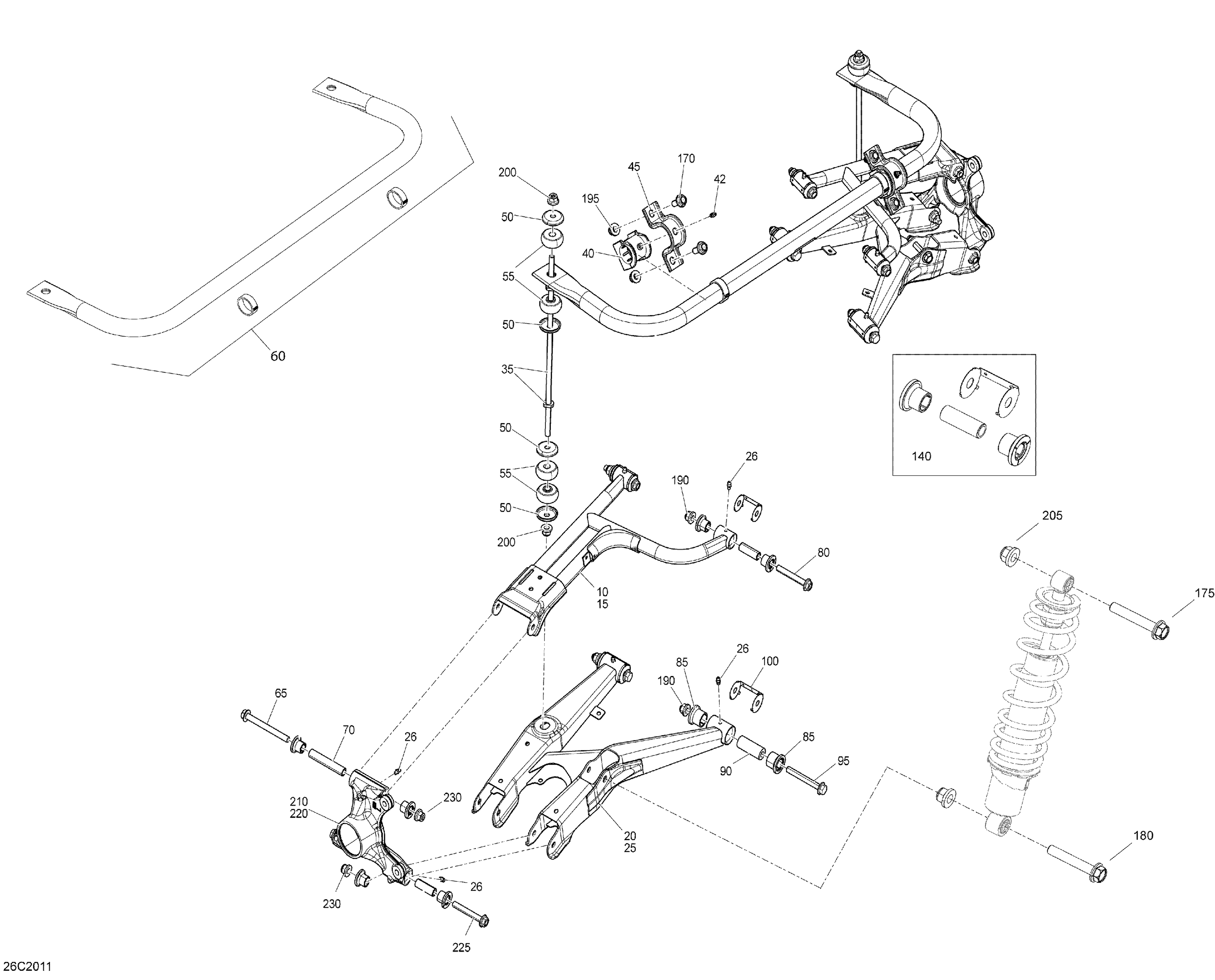 08 SUSPENSION ARRIERE POUR DEFENDER HD5 BASE VERT ESCADRON 2020