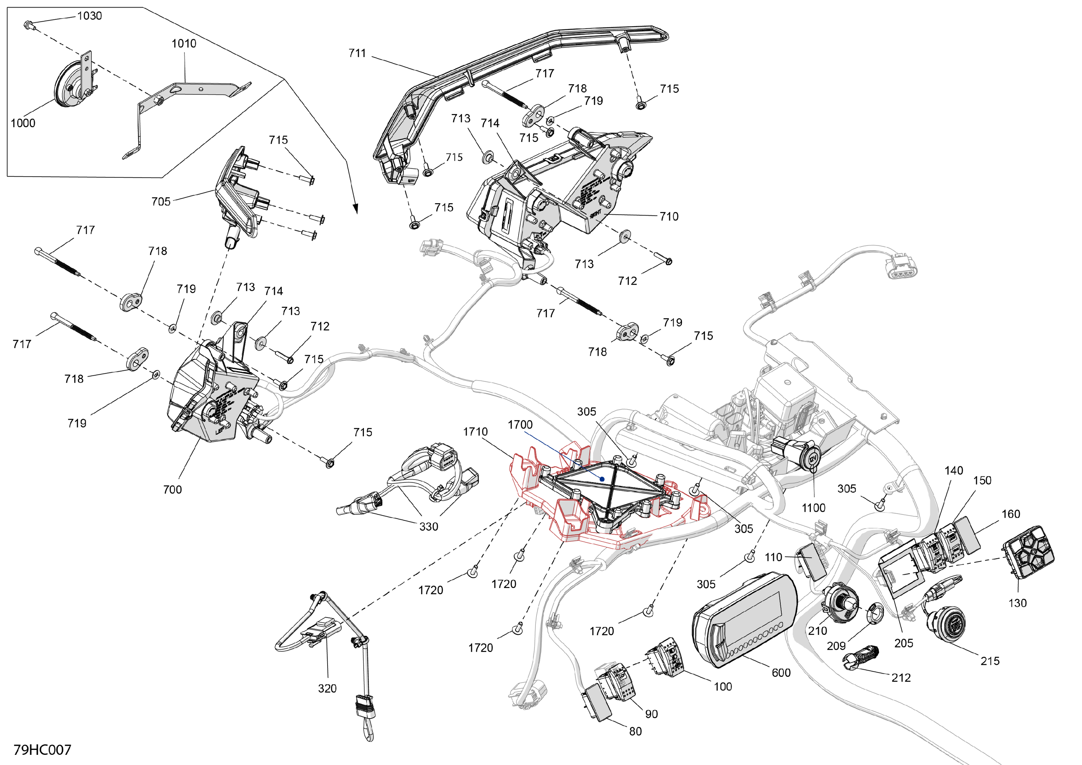 08 ELECTRIQUE SECTION AVANT POUR MAVERICK X3 TURBO RR DS CATALYST GRAY EPANO 2023