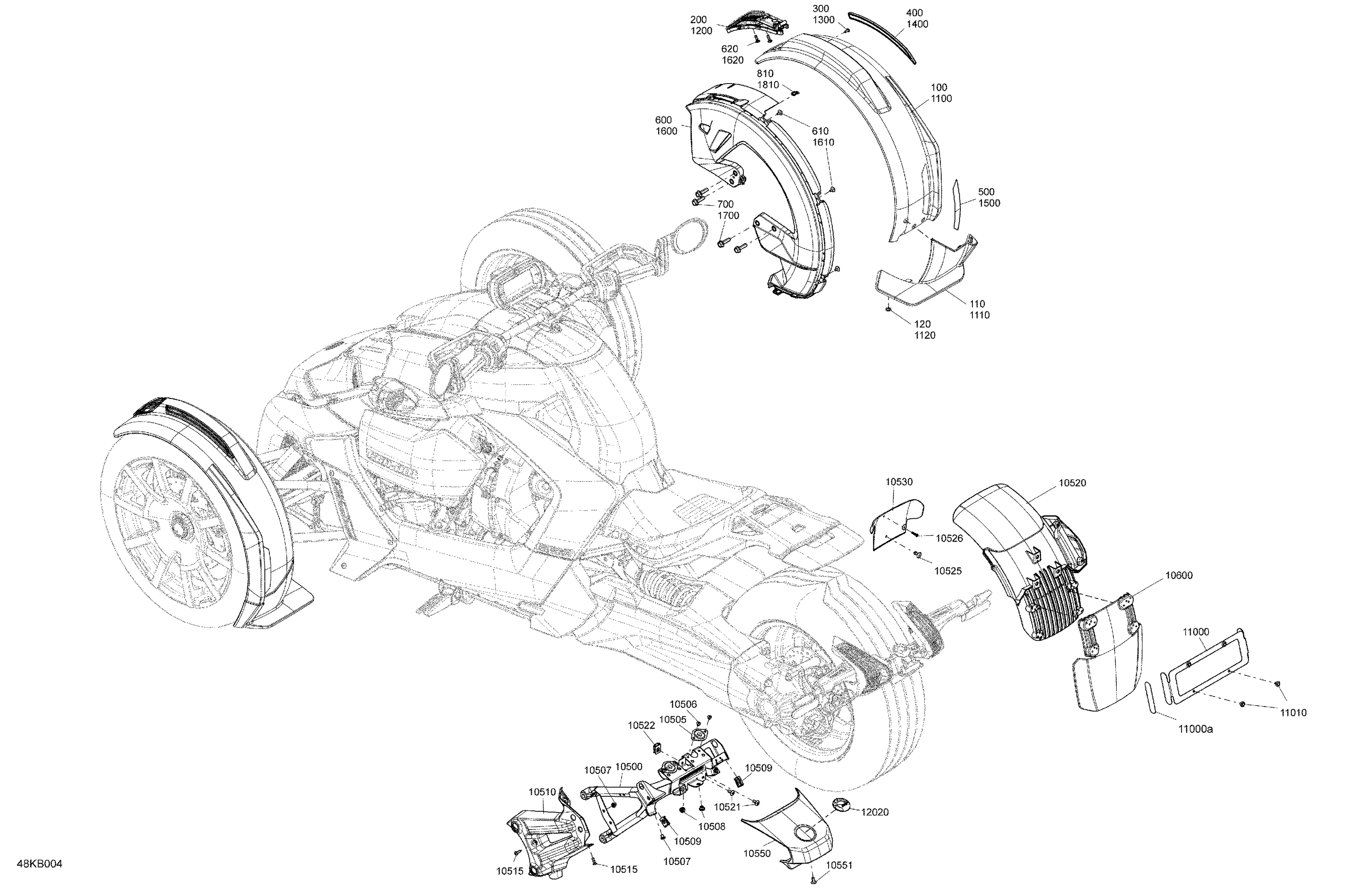 07 CARROSSERIE ENSEMBLES AILES POUR RYKER RALLY 900 ACE CVT 2022