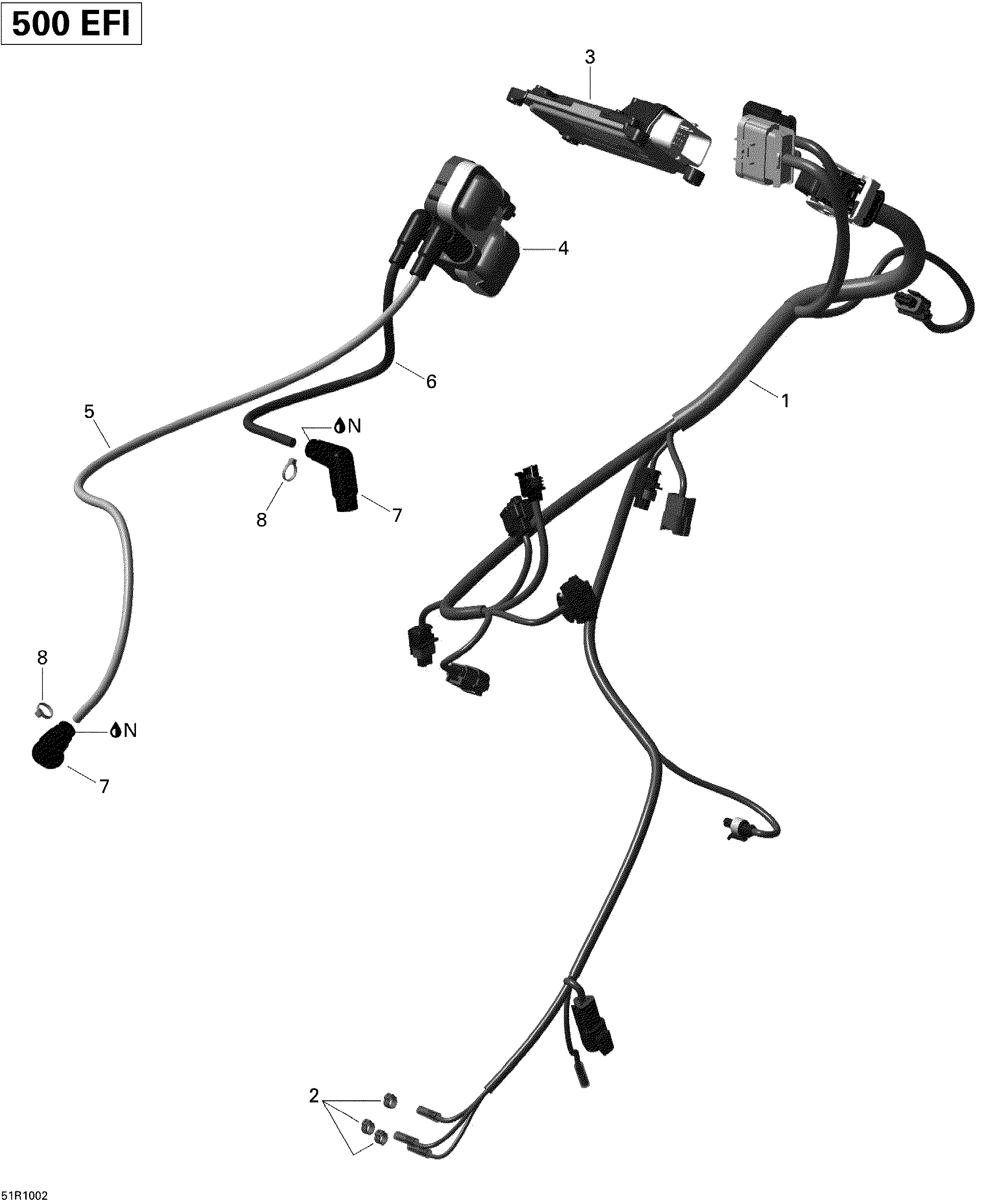10 CABLAGE MOTEUR ET MODULE ELECTRONIQUE POUR OUTLANDER MAX XT 500 EFI JAUNE 2010