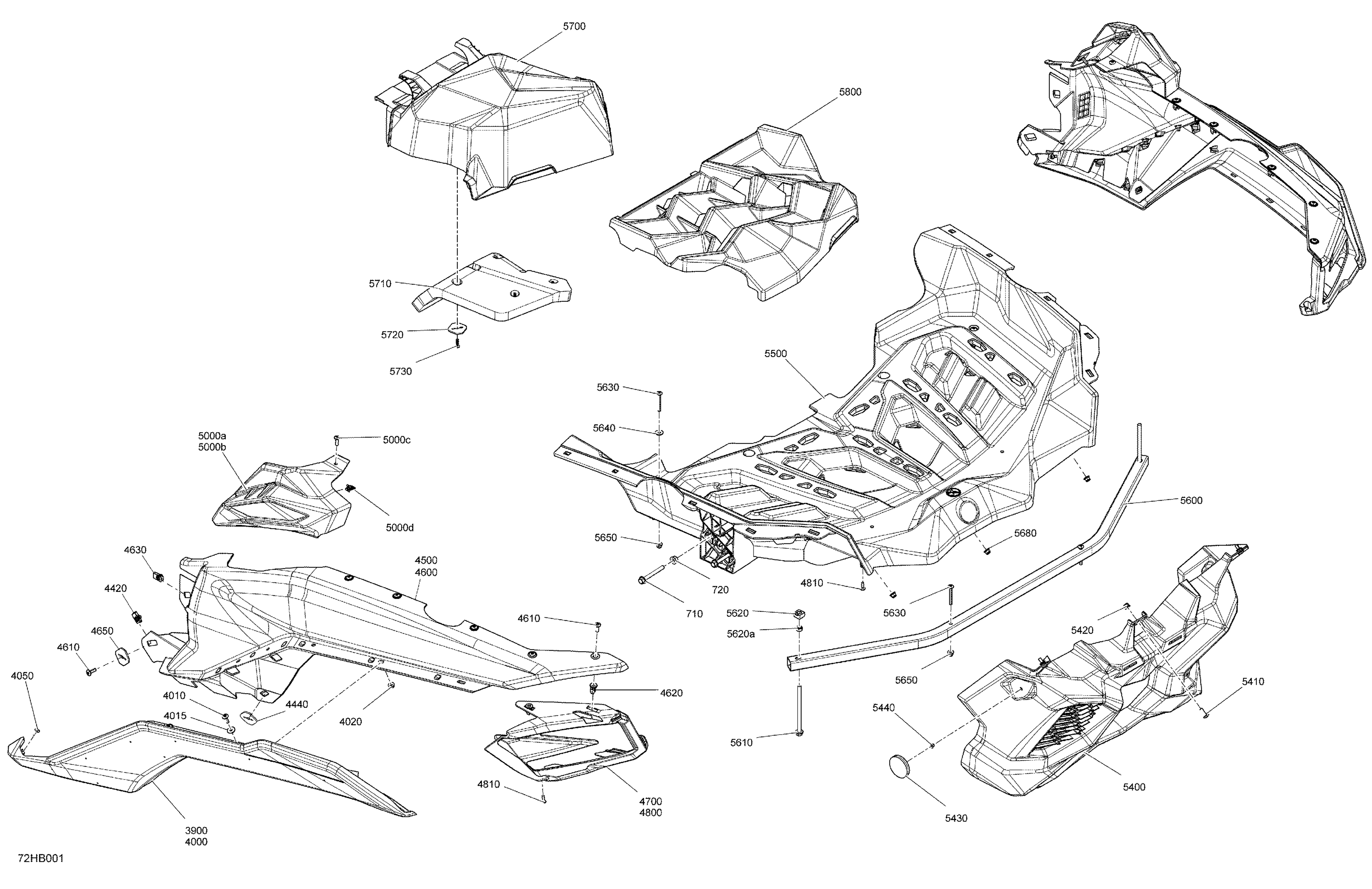 07 CARROSSERIE SECTION ARRIERE POUR MAVERICK X3 MAX TURBO RR XRS BLEU EBLOUISSANT EPANO 2022