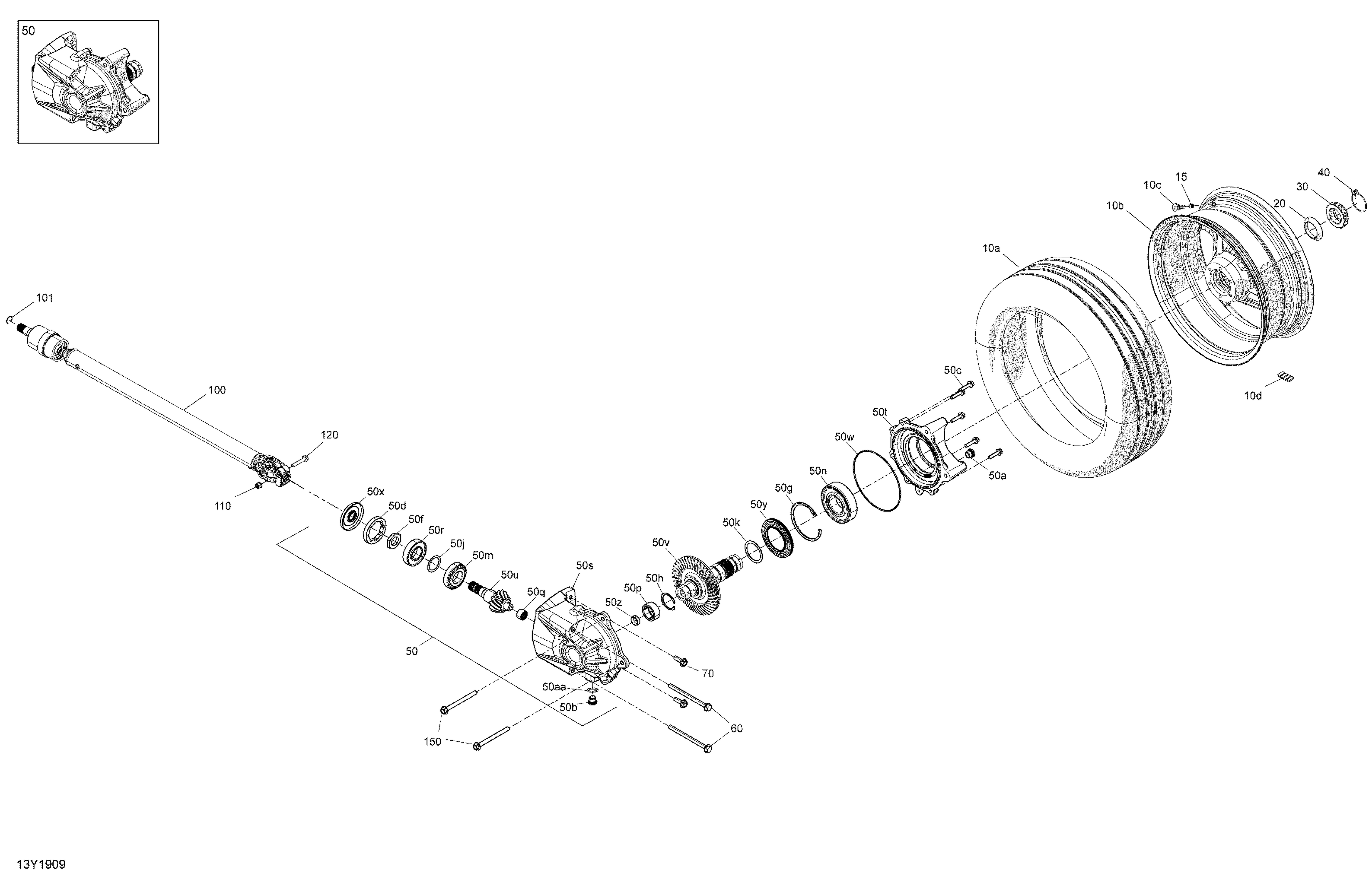 08 ENTRAINEMENT FINALE ROUE ARRIERE ARBRE DE TRANSMISSION POUR RYKER 600 ACE CVT 2019