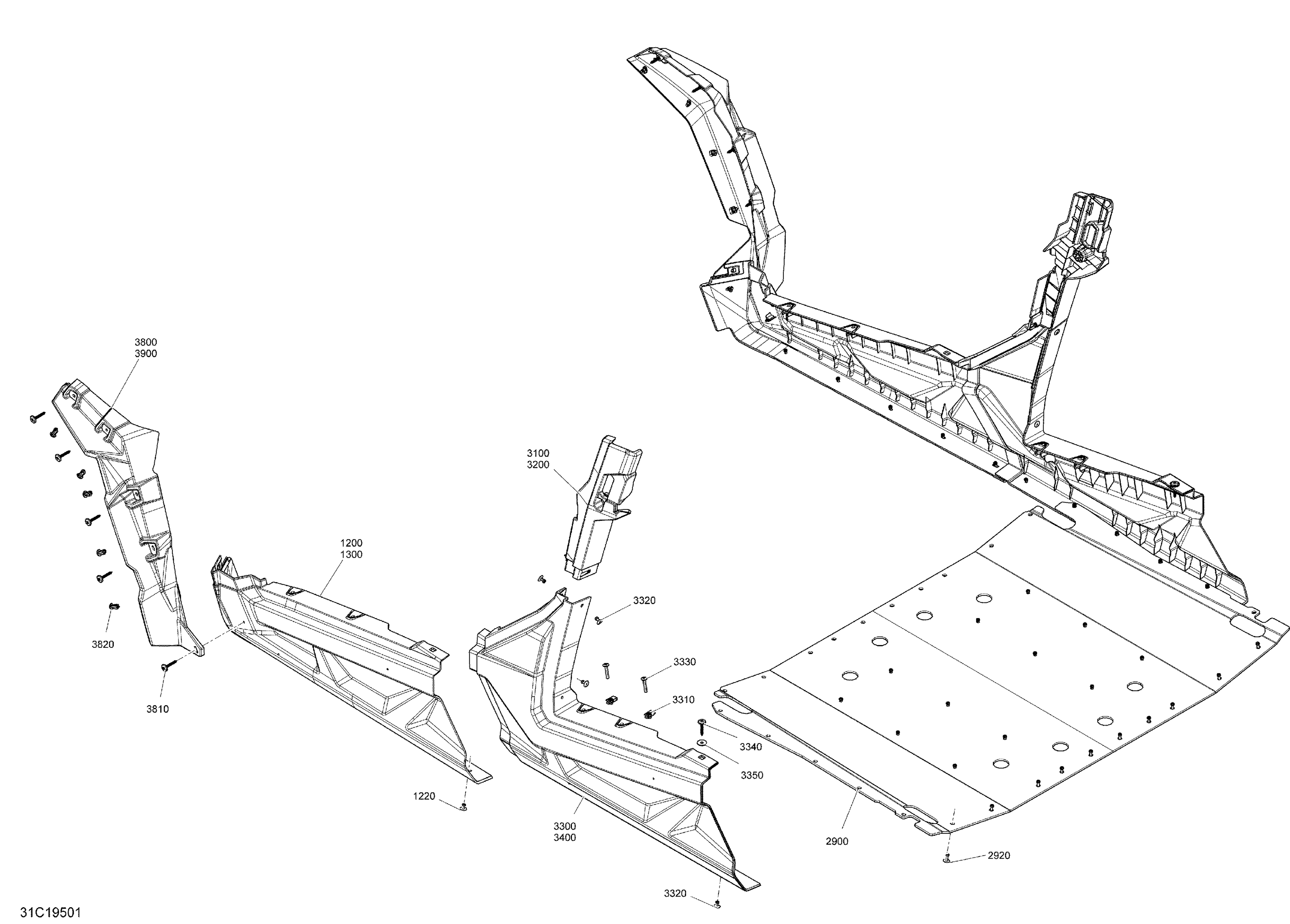 09 CARROSSERIE PIECES CENTRAL ROUGE POUR MAVERICK SPORT MAX 1000R DPS ROUGE 2019