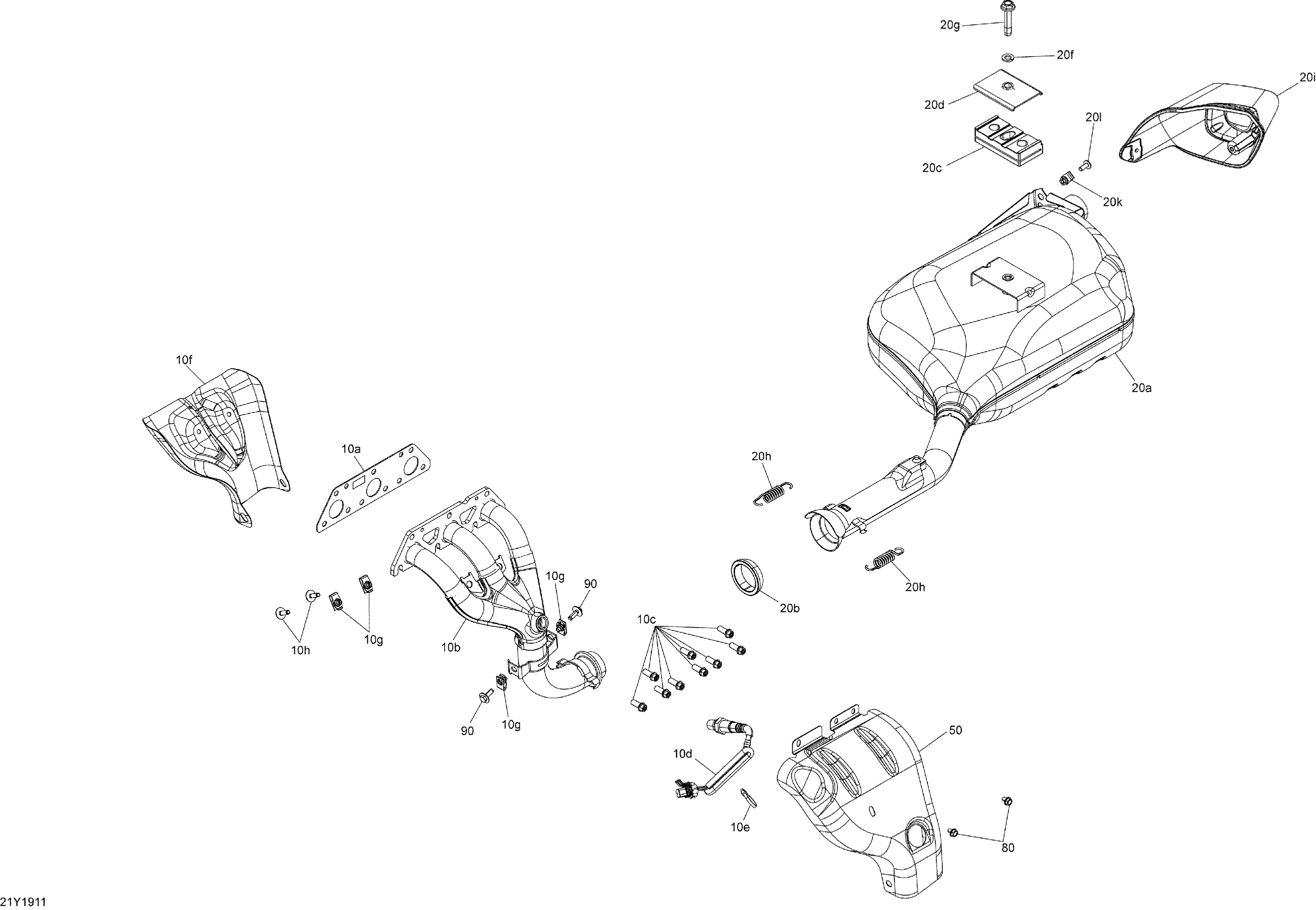 01 MOTEUR ECHAPPEMENT 900 ACE POUR RYKER 900 ACE CVT 2019