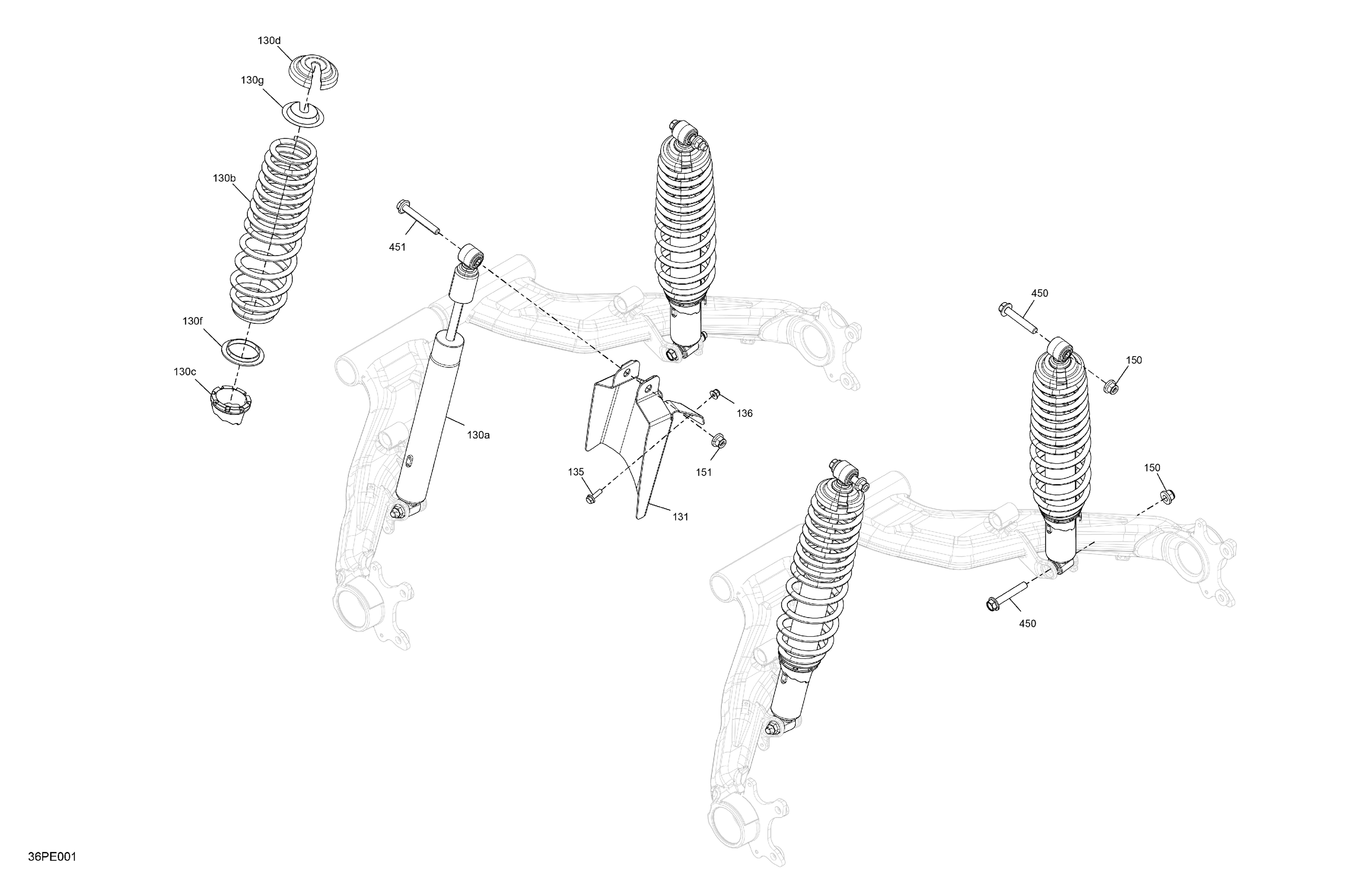 05 SUSPENSION AMORTISSEURS ARRIERE POUR OUTLANDER 1000 EFI 6X6 XU VERT BOREAL 2024