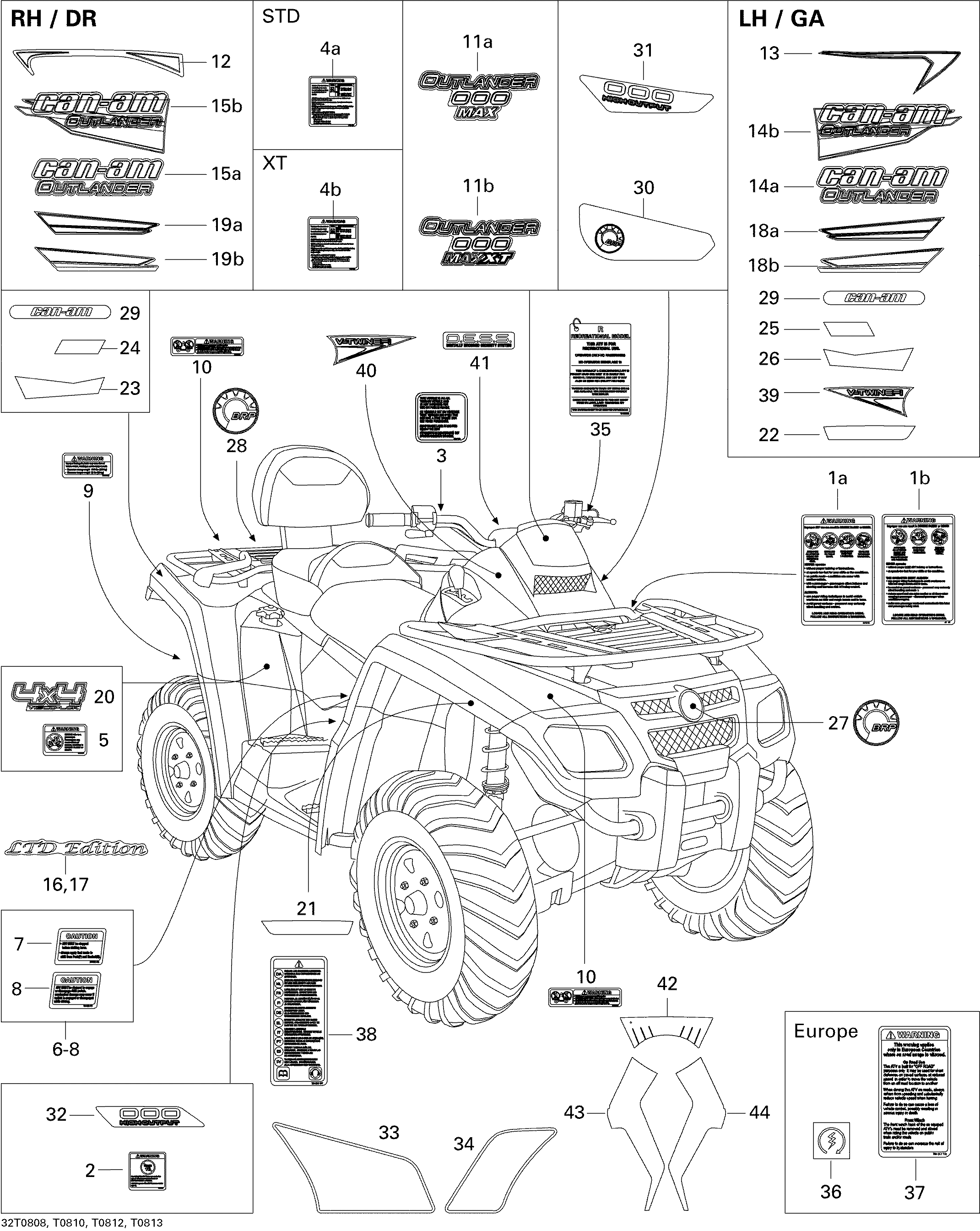 09 KITS DECO STD POUR OUTLANDER MAX LTD 800 EFI GRIS ACIER METALLIQUE 2008