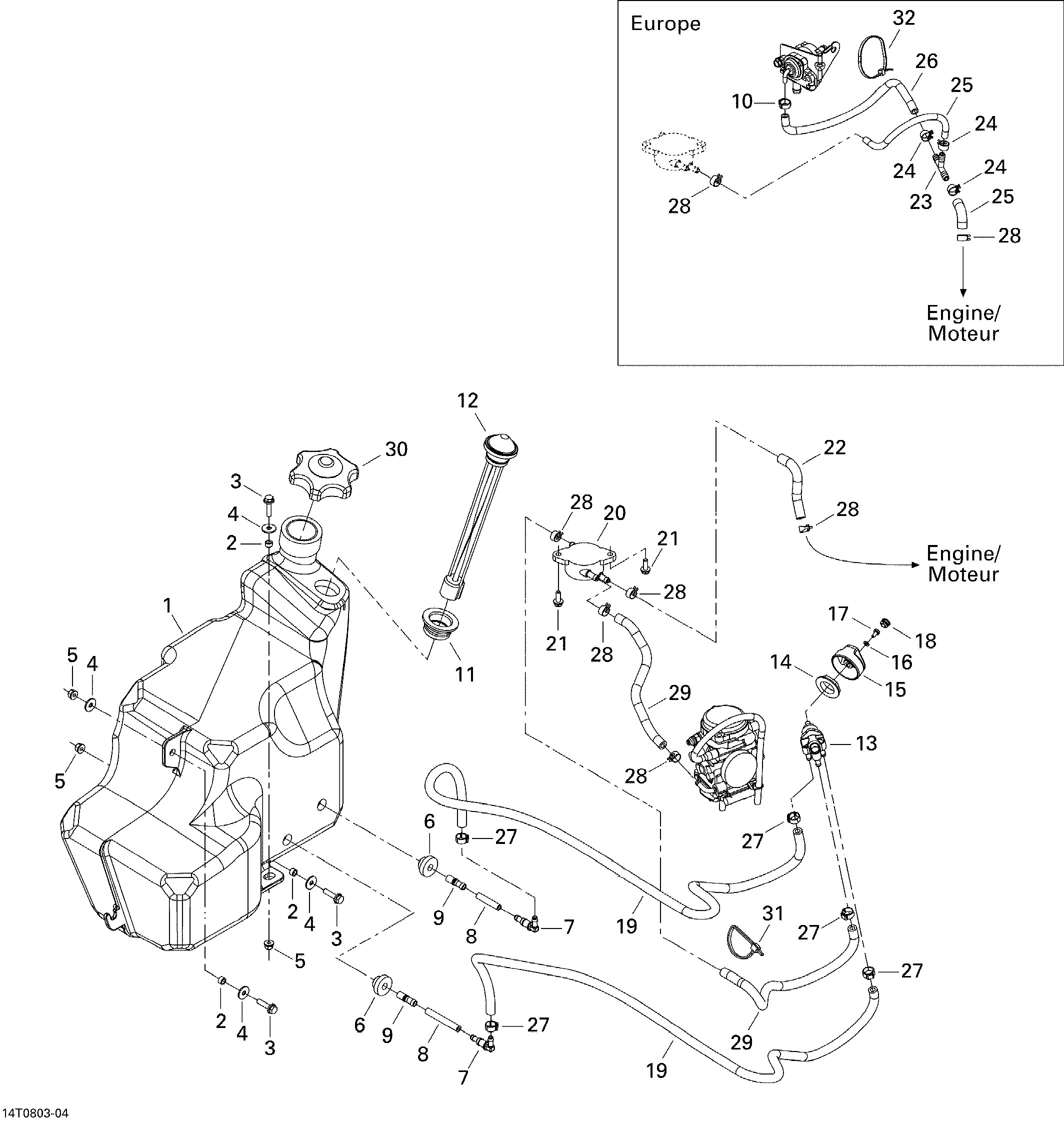 02 SYSTEME ALIMENTATION POUR OUTLANDER MAX STD 400HO ROUGE VIPERE 2008