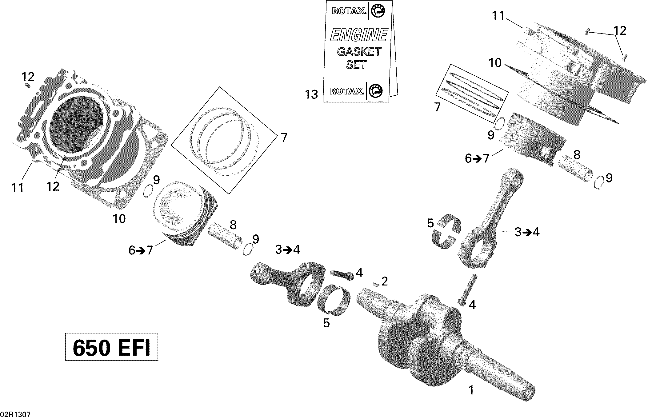 01 VILEBREQUIN PISTON ET CYLINDRE POUR OUTLANDER MAX STD ROUGE 2011