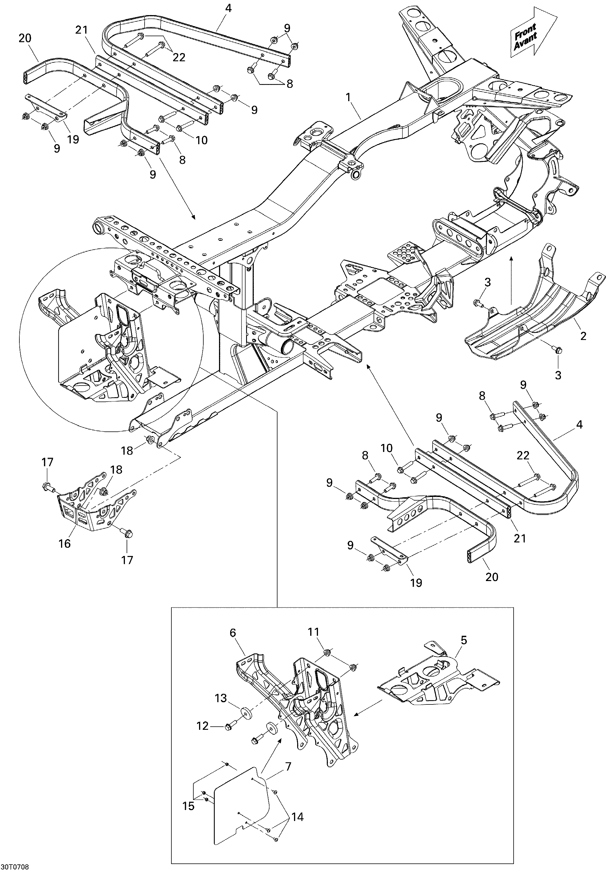 09 CHASSIS POUR RENEGADE 800 EFI JAUNE 2007
