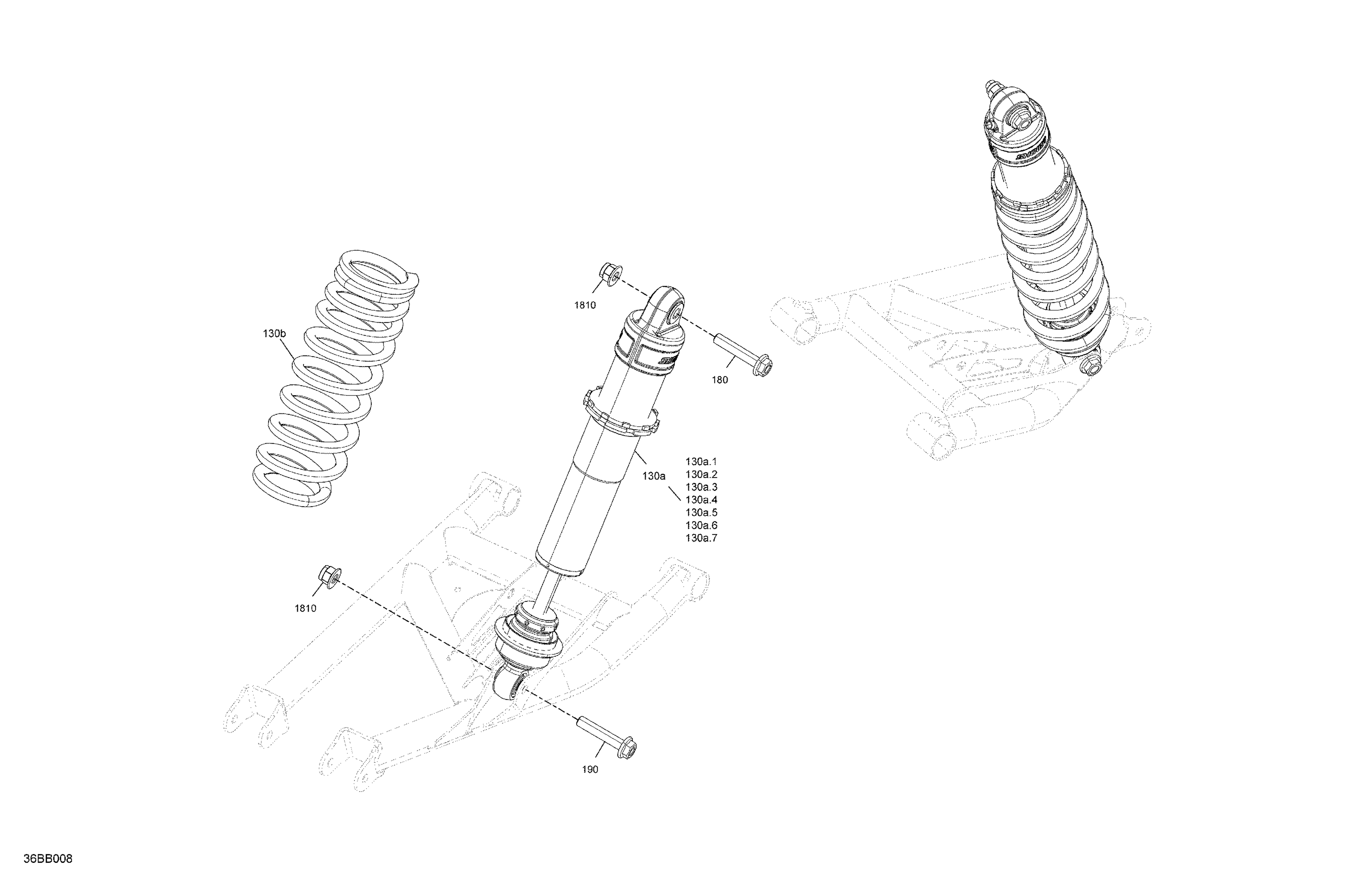 05 SUSPENSION AMORTISSEURS ARRIERE POUR MAVERICK SPORT 1000R DPS NOIR ETERNEL METALLIQUE EPANO 2022