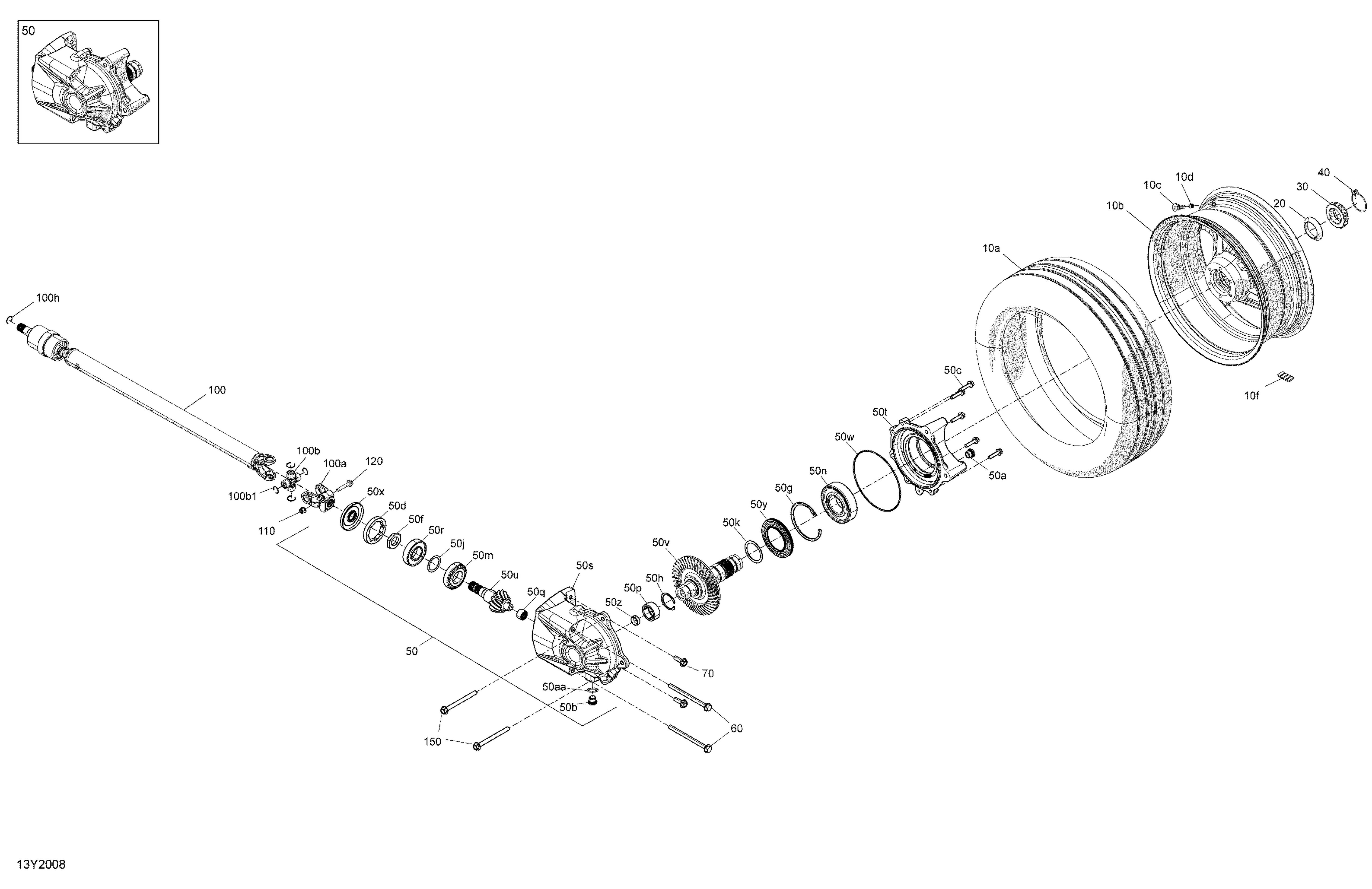 08 ENTRAINEMENT FINAL ROUE ARRIERE ARBRE DE TRANSMISSION POUR RYKER 600 ACE CVT 2020