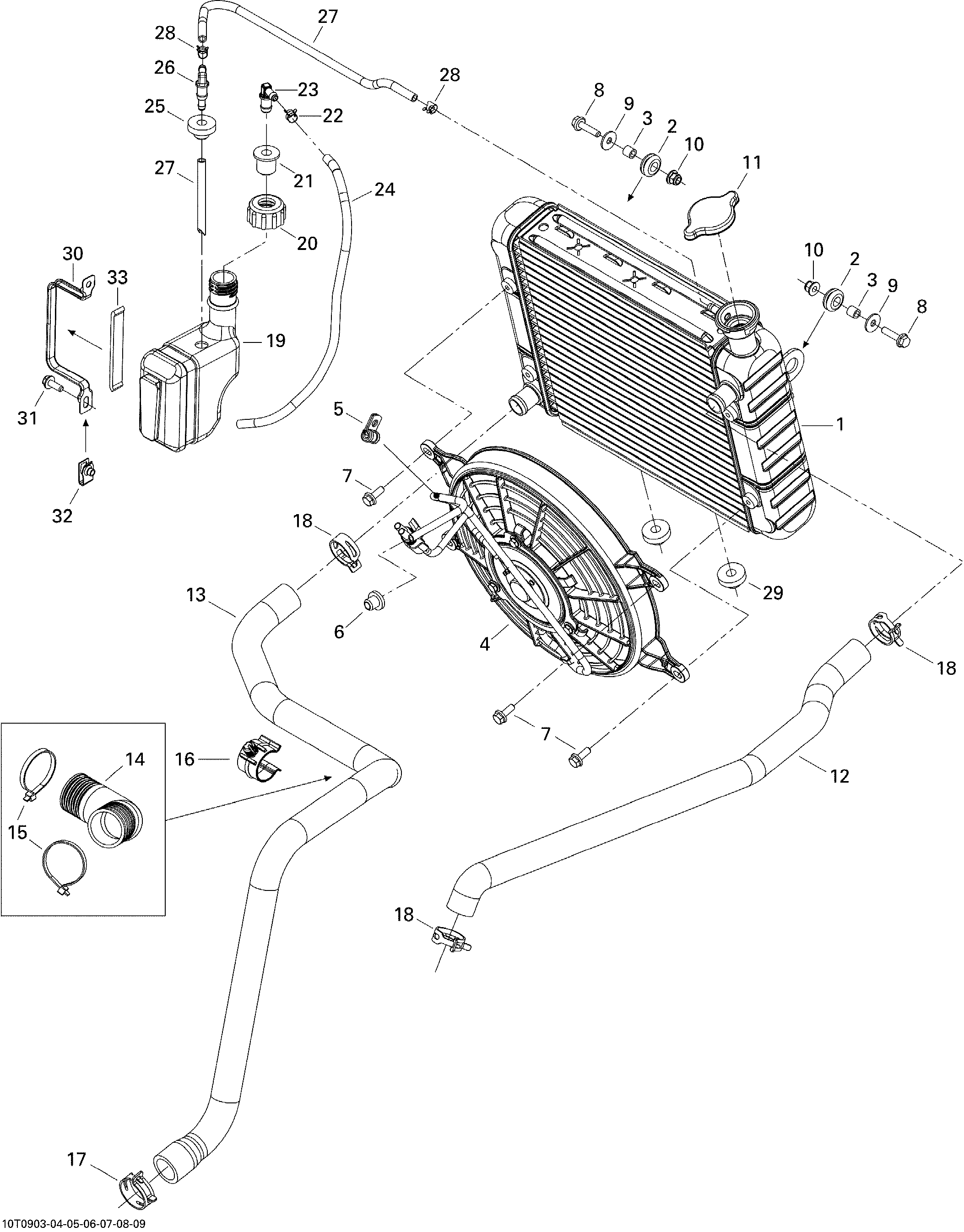 01 SYSTEME REFROIDISSEMENT POUR OUTLANDER MAX LTD 800R CVT ROUGE RADIANT 2009