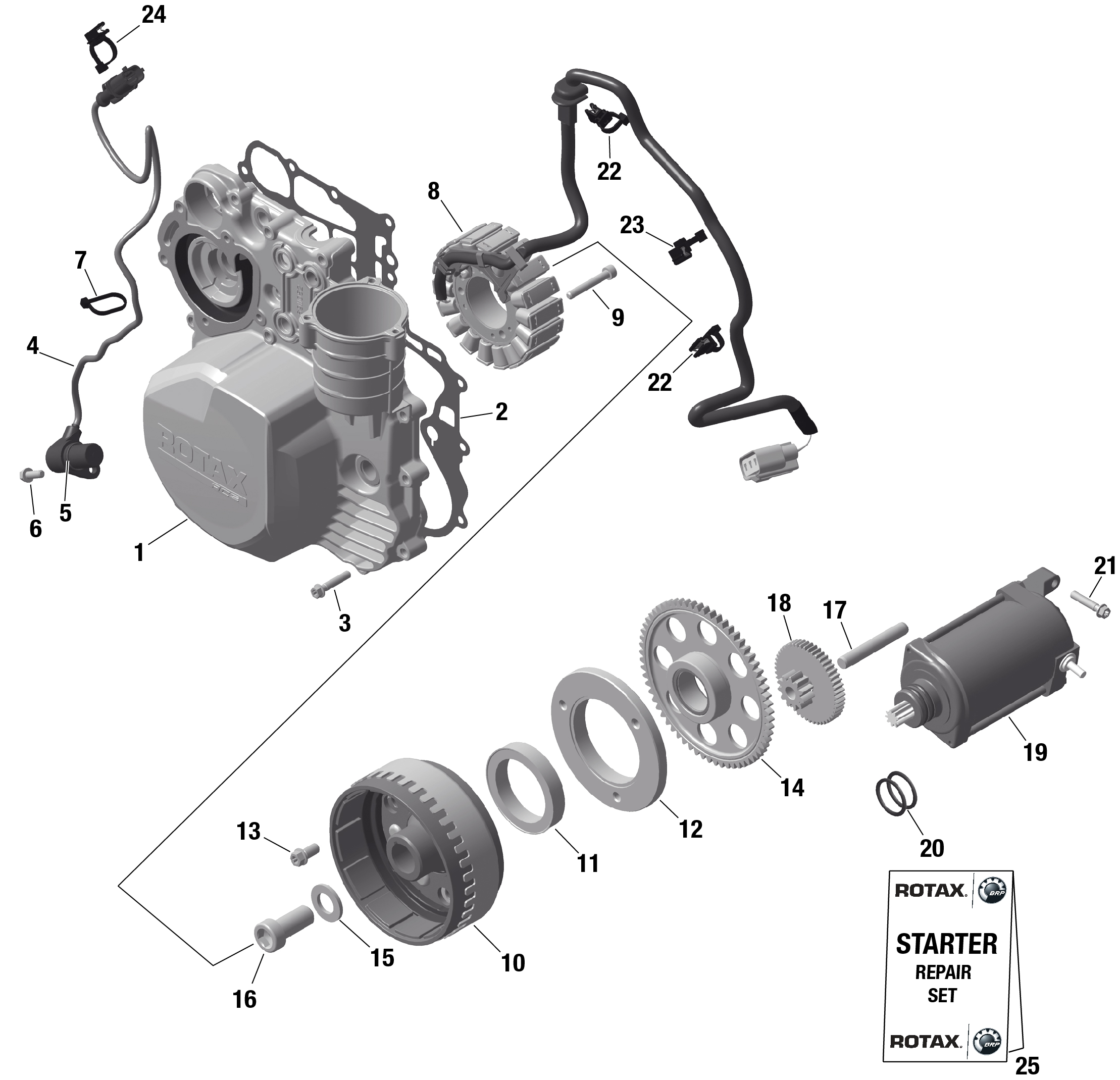 01 ROTAX DEMARREUR MAGNETO ET ELECTRIQUE POUR RYKER 900 ACE CVT BLACK 2023