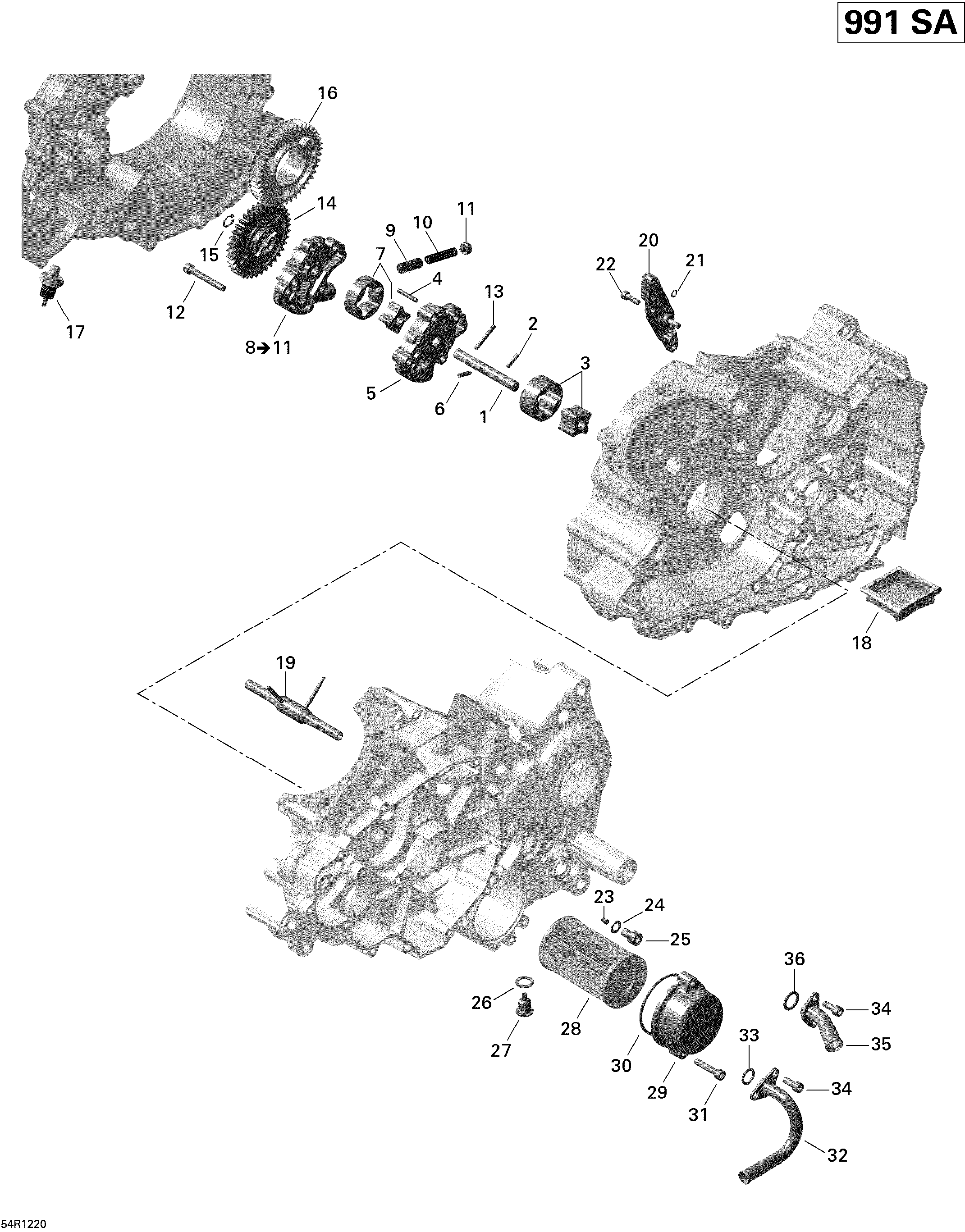 01 LUBRIFICATION DU MOTEUR POUR SPYDER RS S SE5 CAN AM REDSATIN BLACK 2012