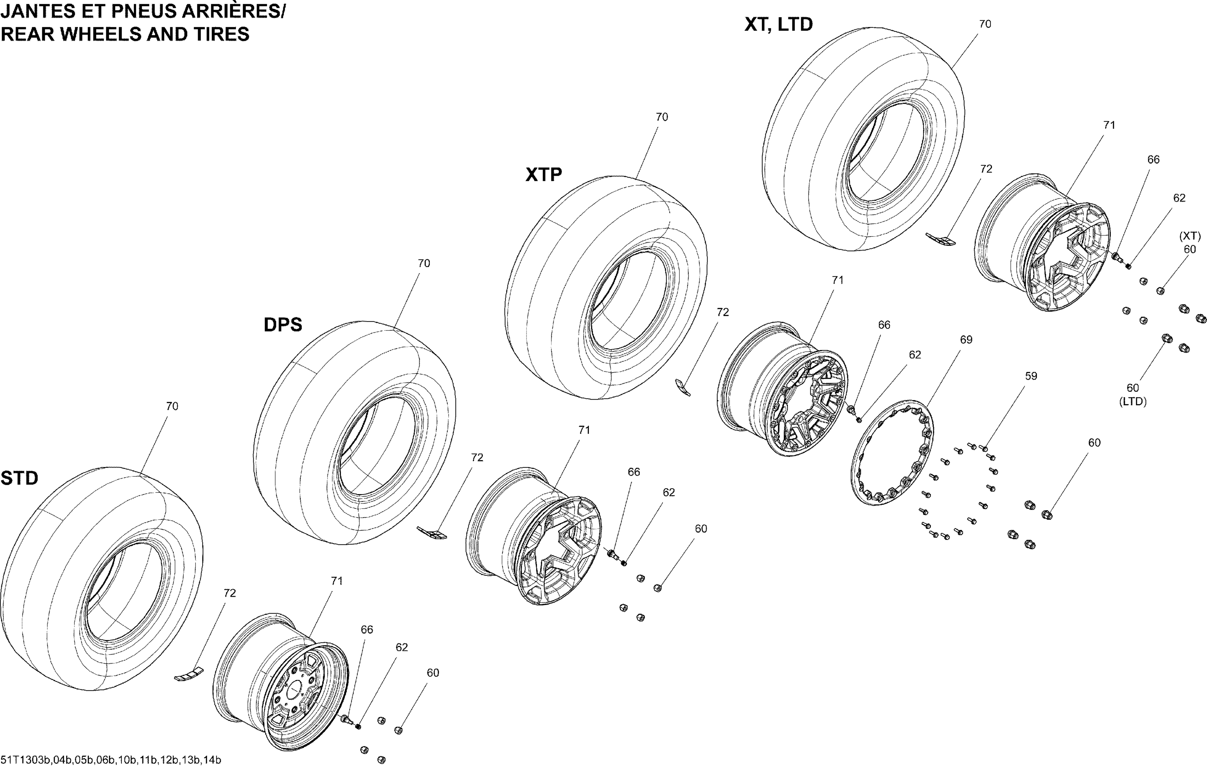 07 ROUES ET PNEUS REAR POUR OUTLANDER DPS JAUNE 2013