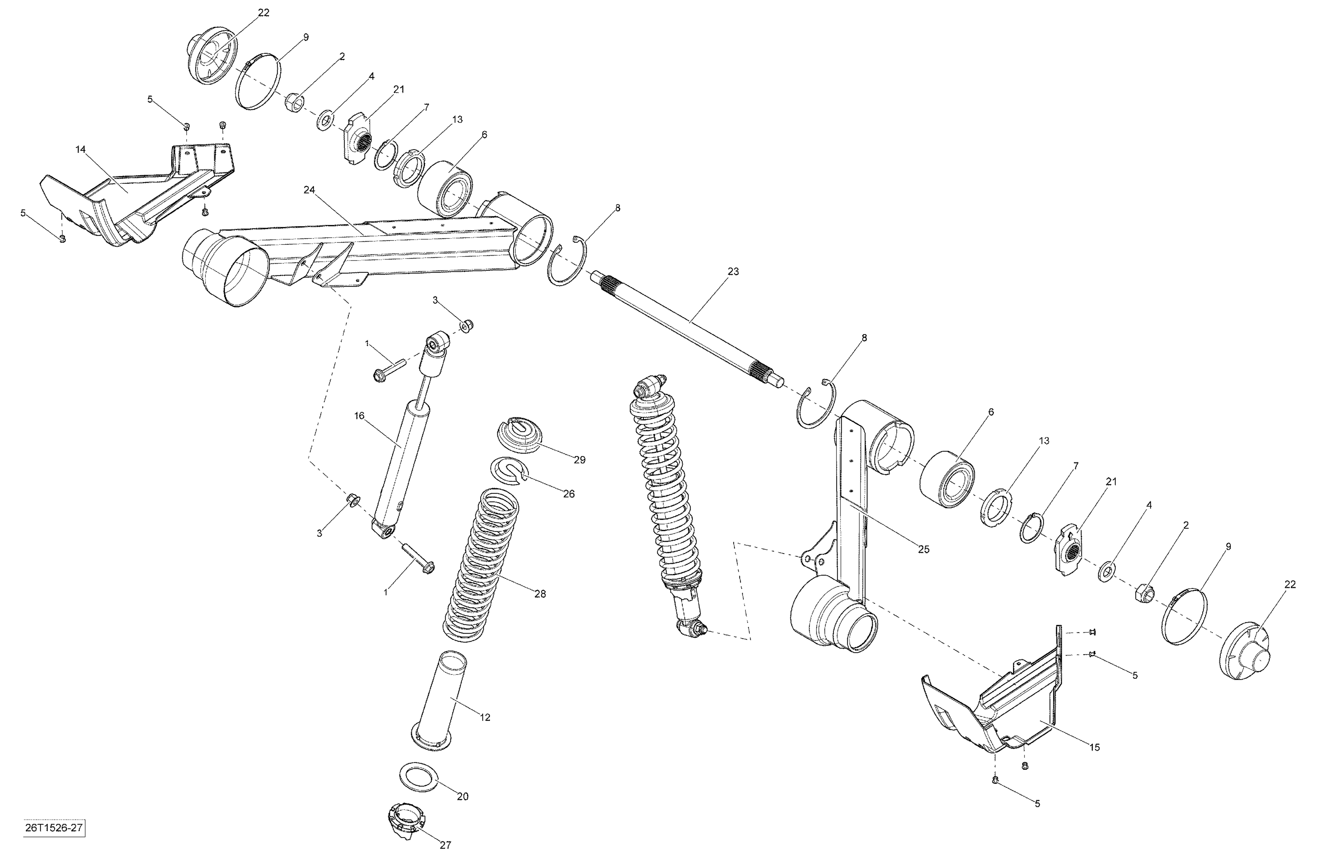 08 SUSPENSION ARRIERE 26T1526 POUR OUTLANDER MAX STD ROUGE 2014