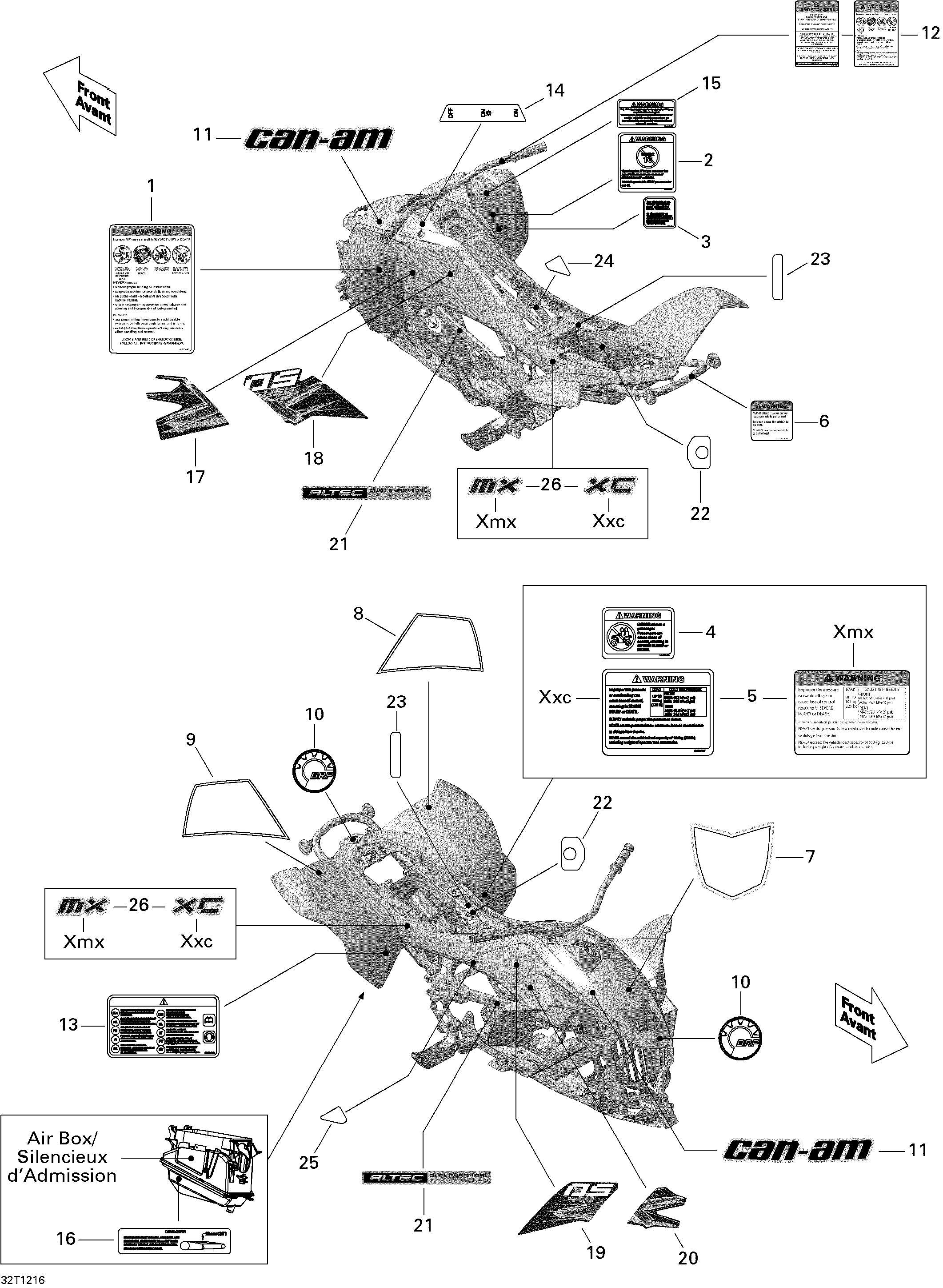 09 KITS DECOS XMX32T1216 POUR DS 450 2X4 XMX 5SP NOIR 2012