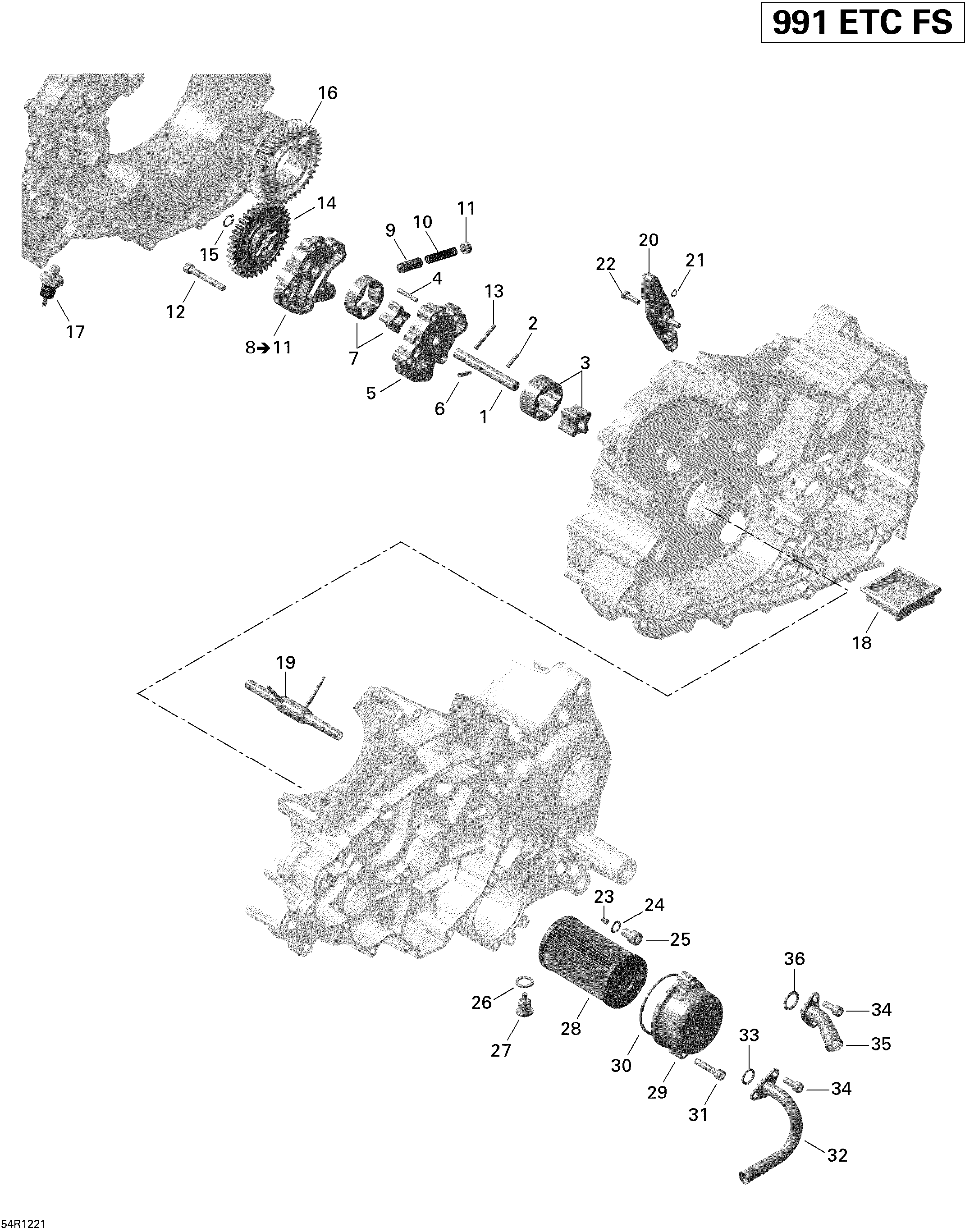 01 LUBRIFICATION DU MOTEUR POUR SPYDER RT SM5 PURE MAGNESIUM 2012