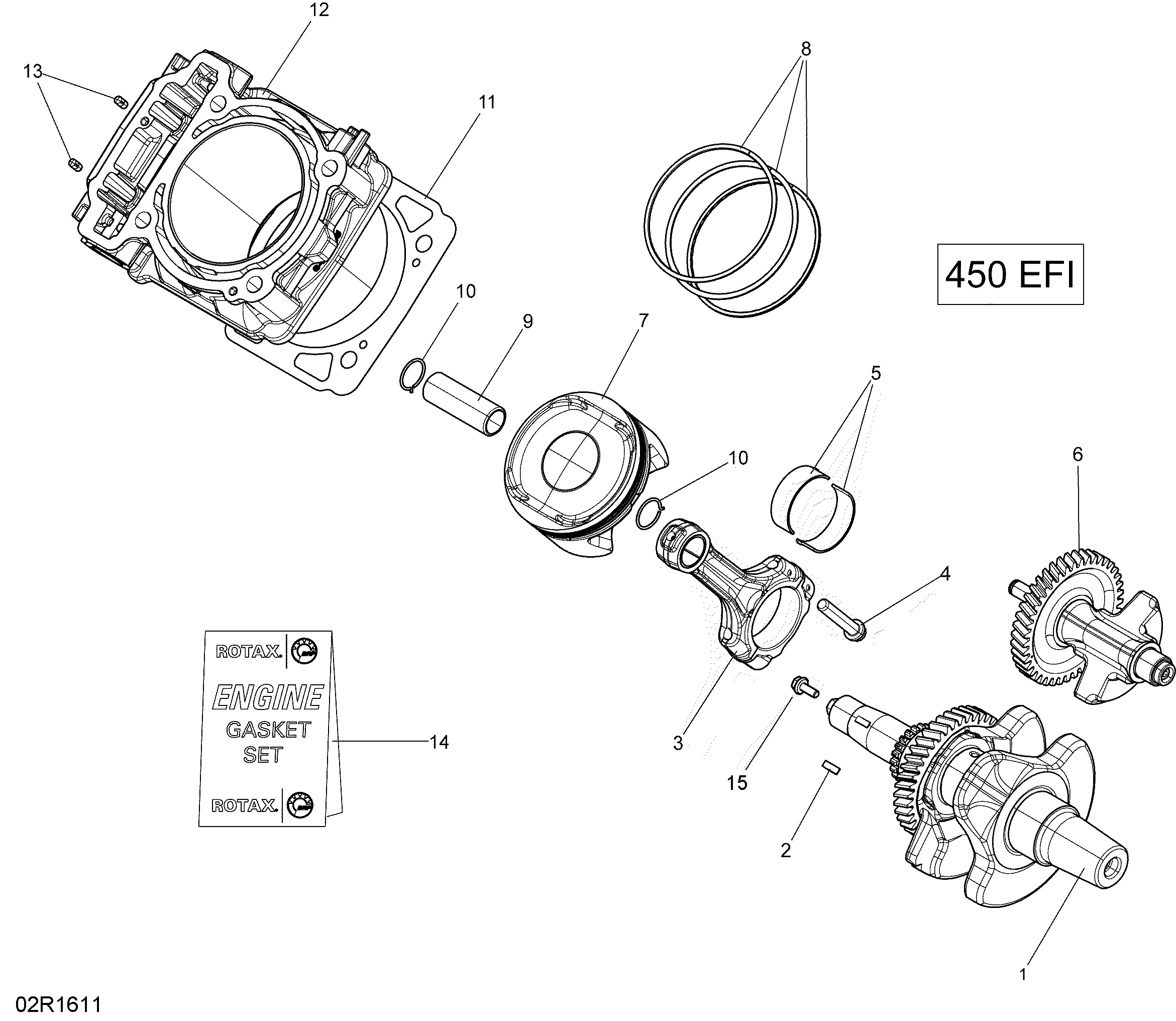 01 VILEBREQUIN ET PISTONS 450 EFI POUR OUTLANDER L DPS 450 EFI JAUNE 2016