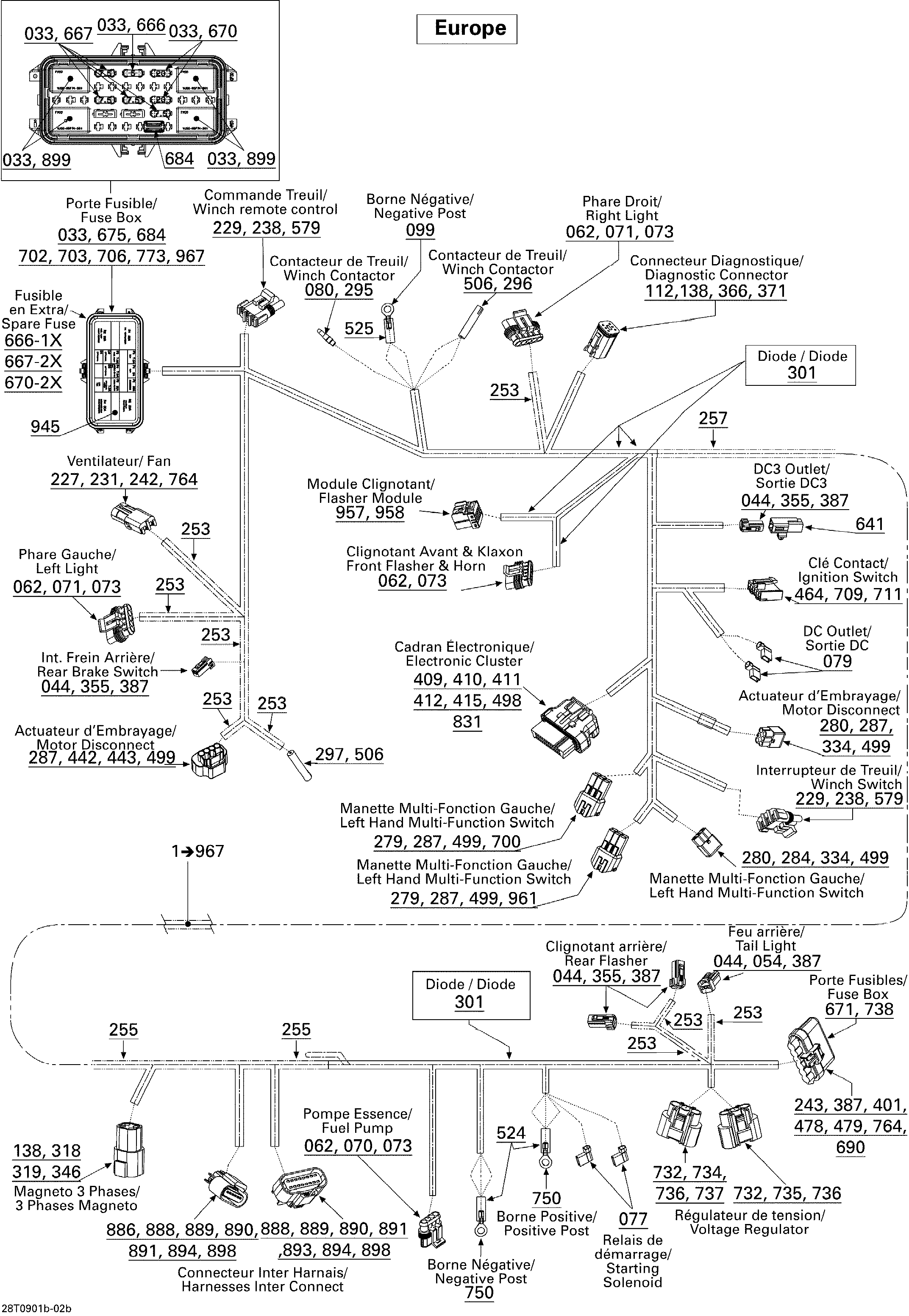 10 CABLAGE PRINCIPAL EUROPE POUR OUTLANDER MAX STD 400 EFI CVT ROUGE VIPERE 2009