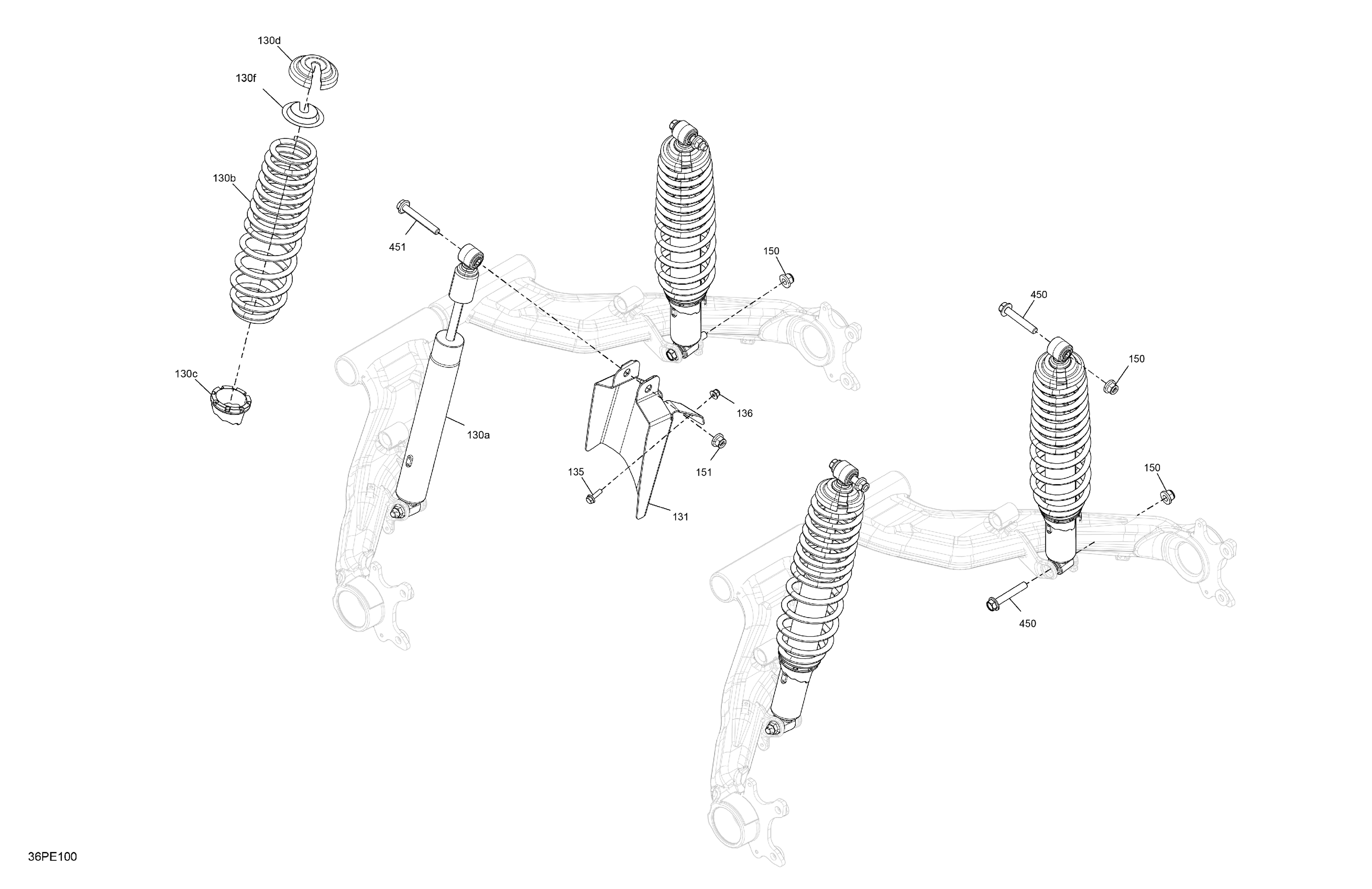05 SUSPENSION AMORTISSEURS ARRIERE POUR OUTLANDER 450 EFI 6X6 XU VERT TUNDRA 2024