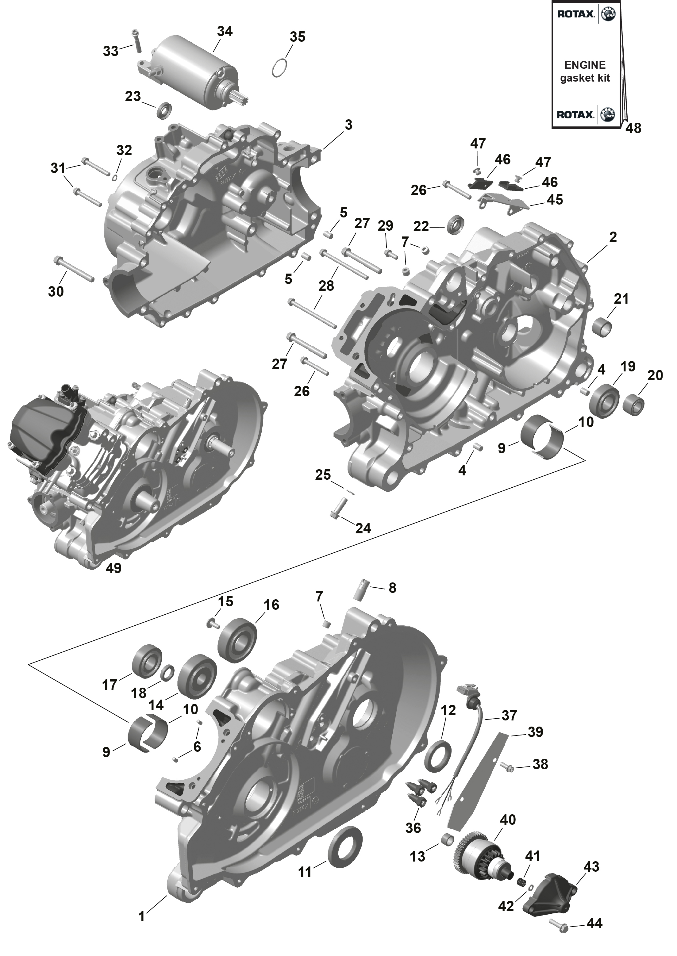 01 ROTAX CARTER MOTEUR POUR OUTLANDER 450 EFI 6X6 XU VERT TUNDRA 2024
