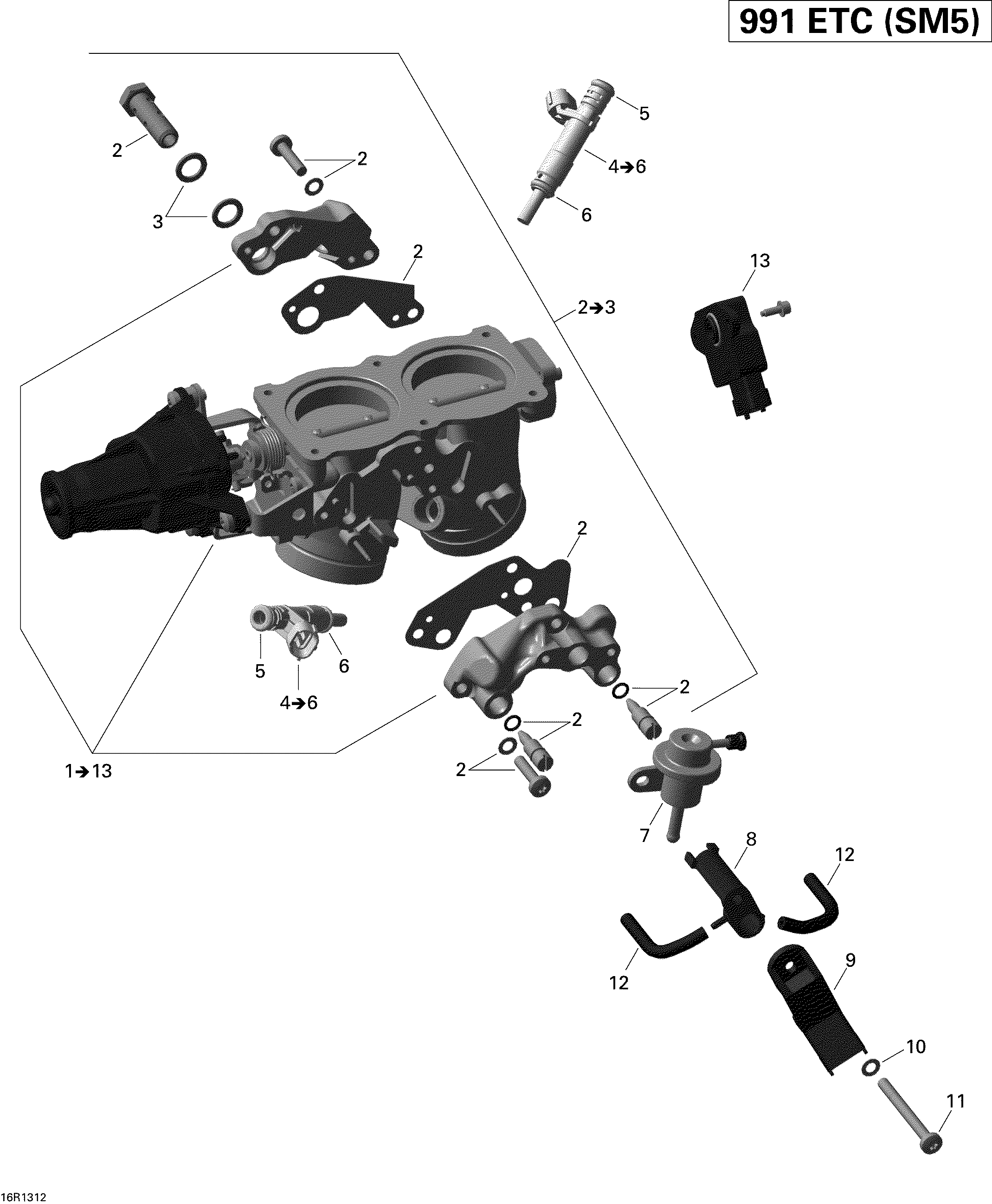 02 CARTER ACCELERATEUR POUR SPYDER RS SM5 MAGNESIUM 2013
