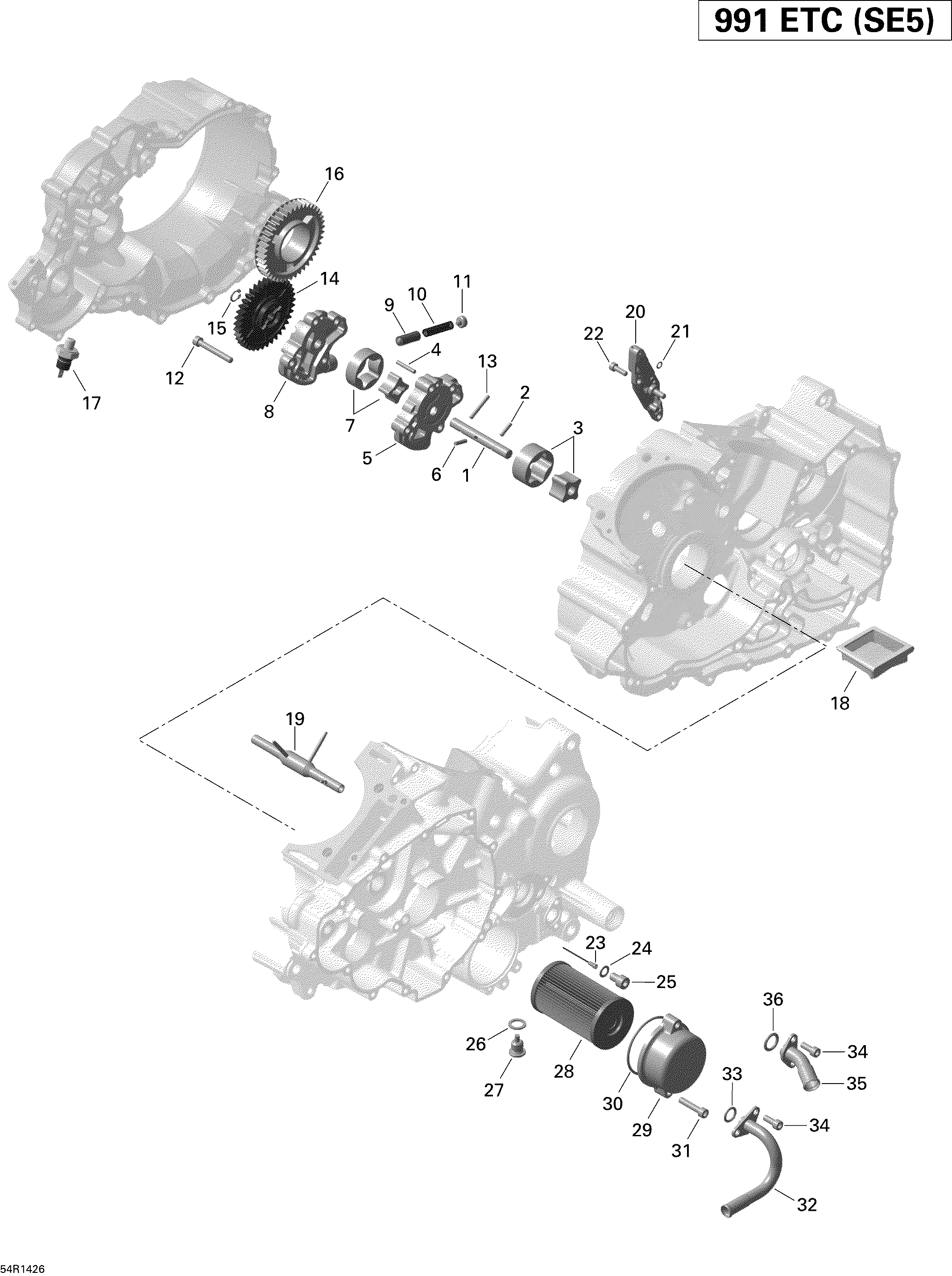 01 LUBRIFICATION DU MOTEUR POUR SPYDER RS S SE5 RED 2014