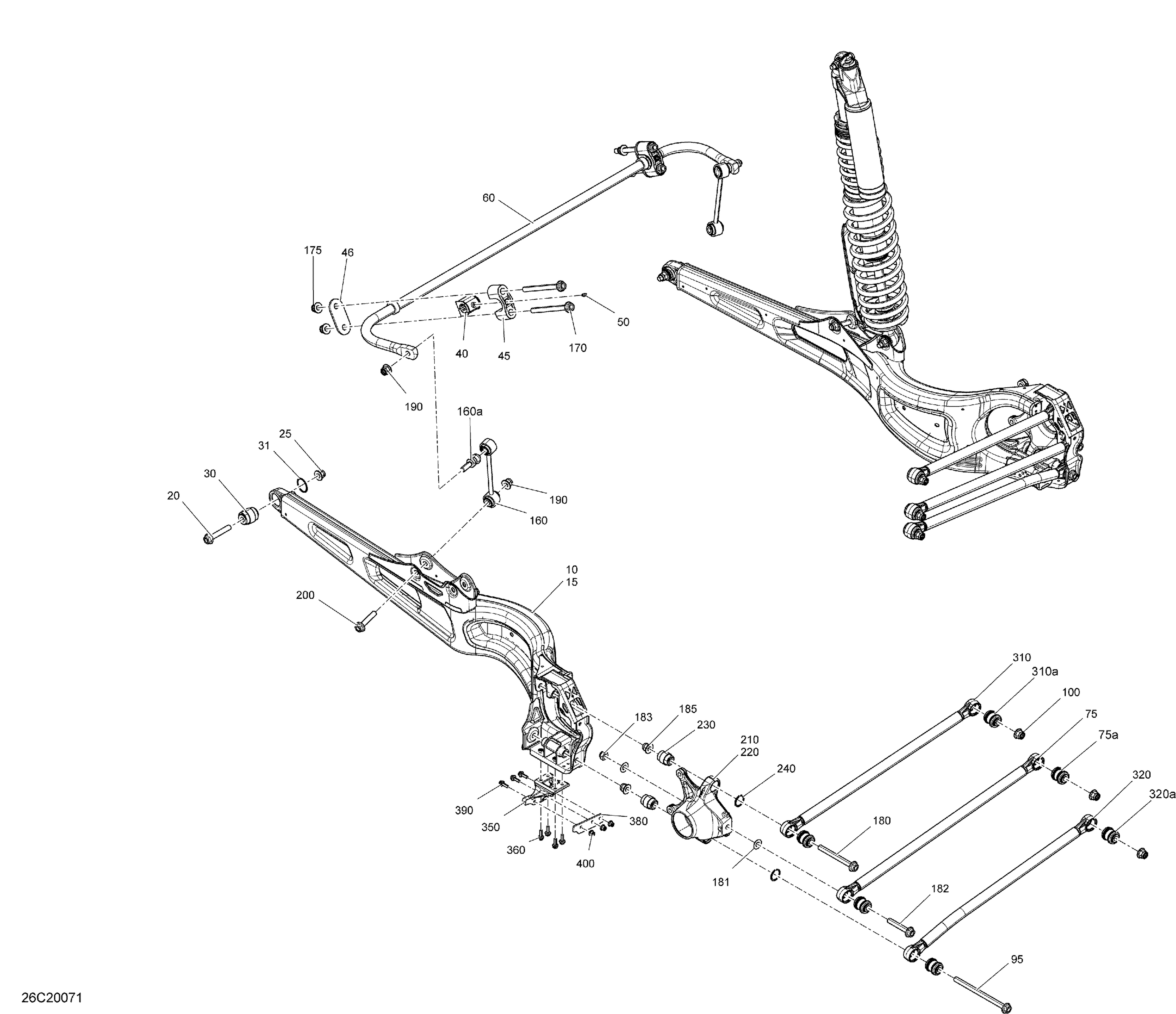 08 SUSPENSION ARRIERE POUR MAVERICK MAX TURBO R STD BLANC 2020
