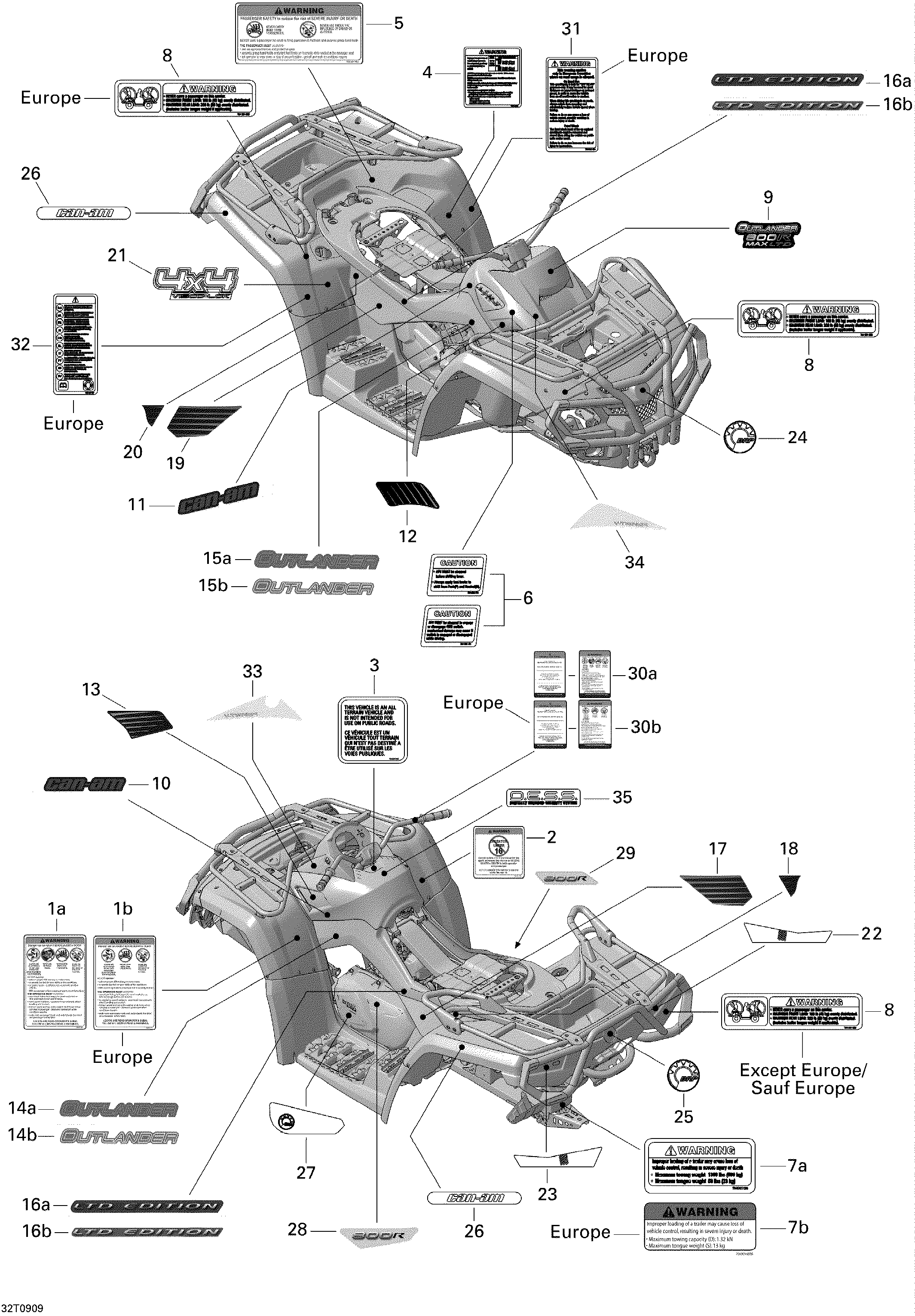 09 KITS DECO POUR OUTLANDER MAX LTD 800R CVT ROUGE RADIANT 2009