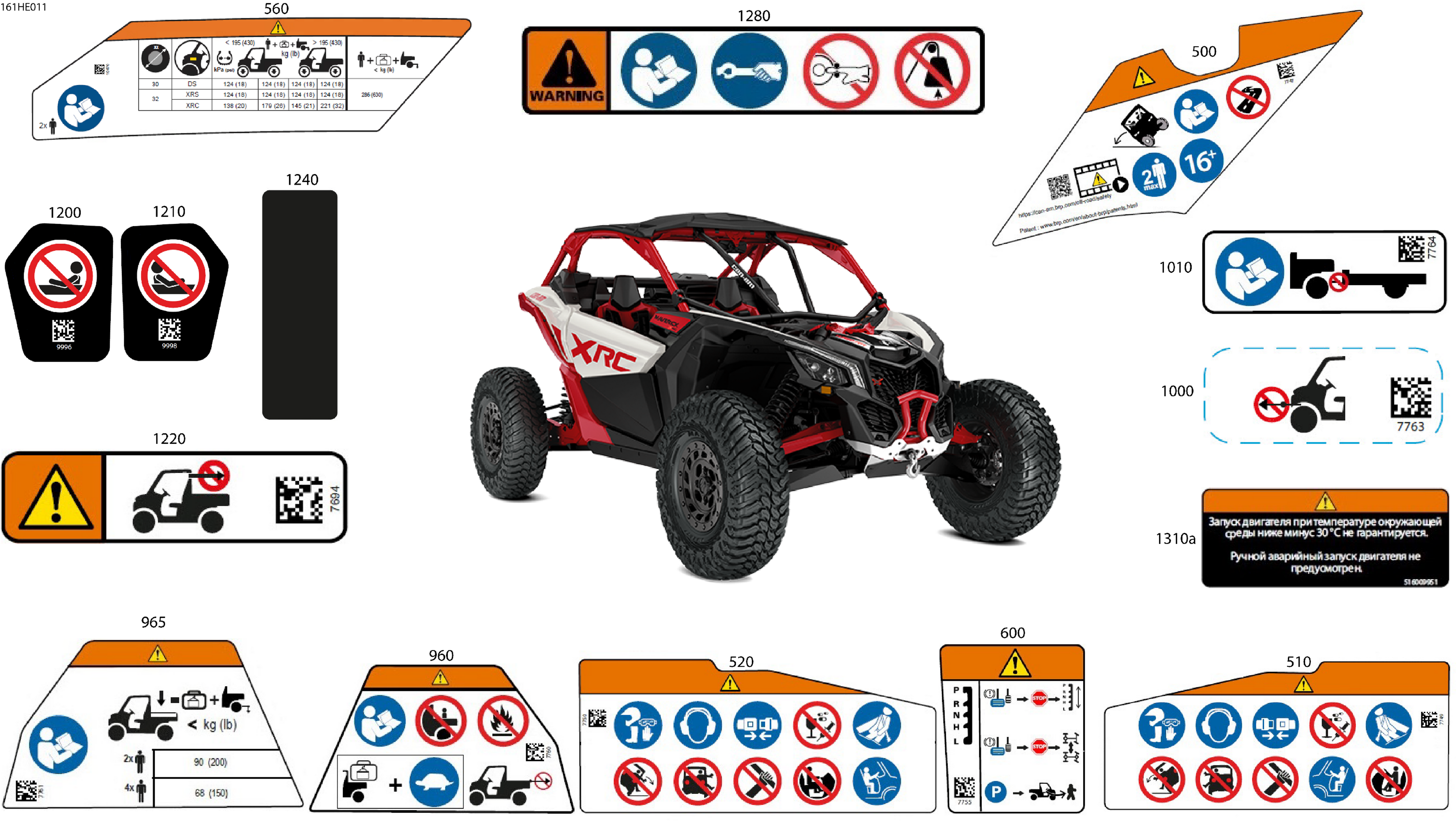 07 CARROSSERIE AUTOCOLLANTS DAVERTISSEMENT POUR MAVERICK TURBO RR XRC BLANC HYBRIDE PEARL 2025