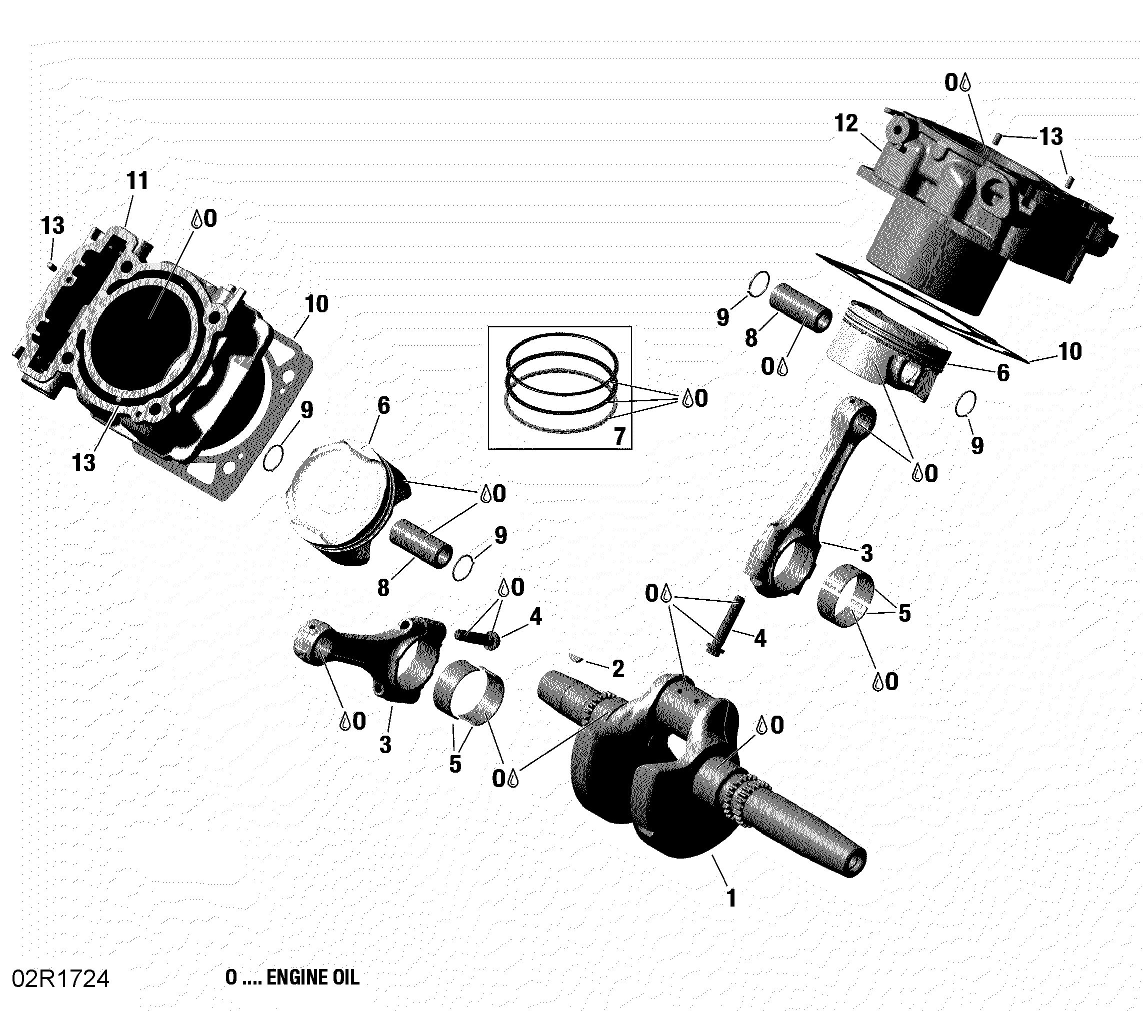 01 VILEBREQUIN PISTON ET CYLINDRE HD10 POUR DEFENDER 800R EFI CONVENIENCE VERT 2016