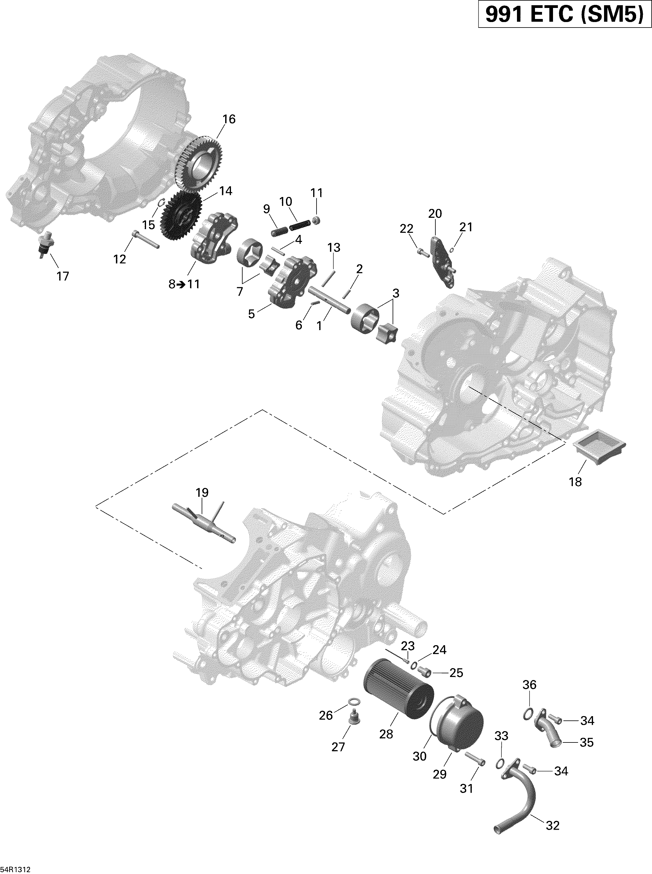 01 LUBRIFICATION DU MOTEUR POUR SPYDER RS SM5 MAGNESIUM 2013