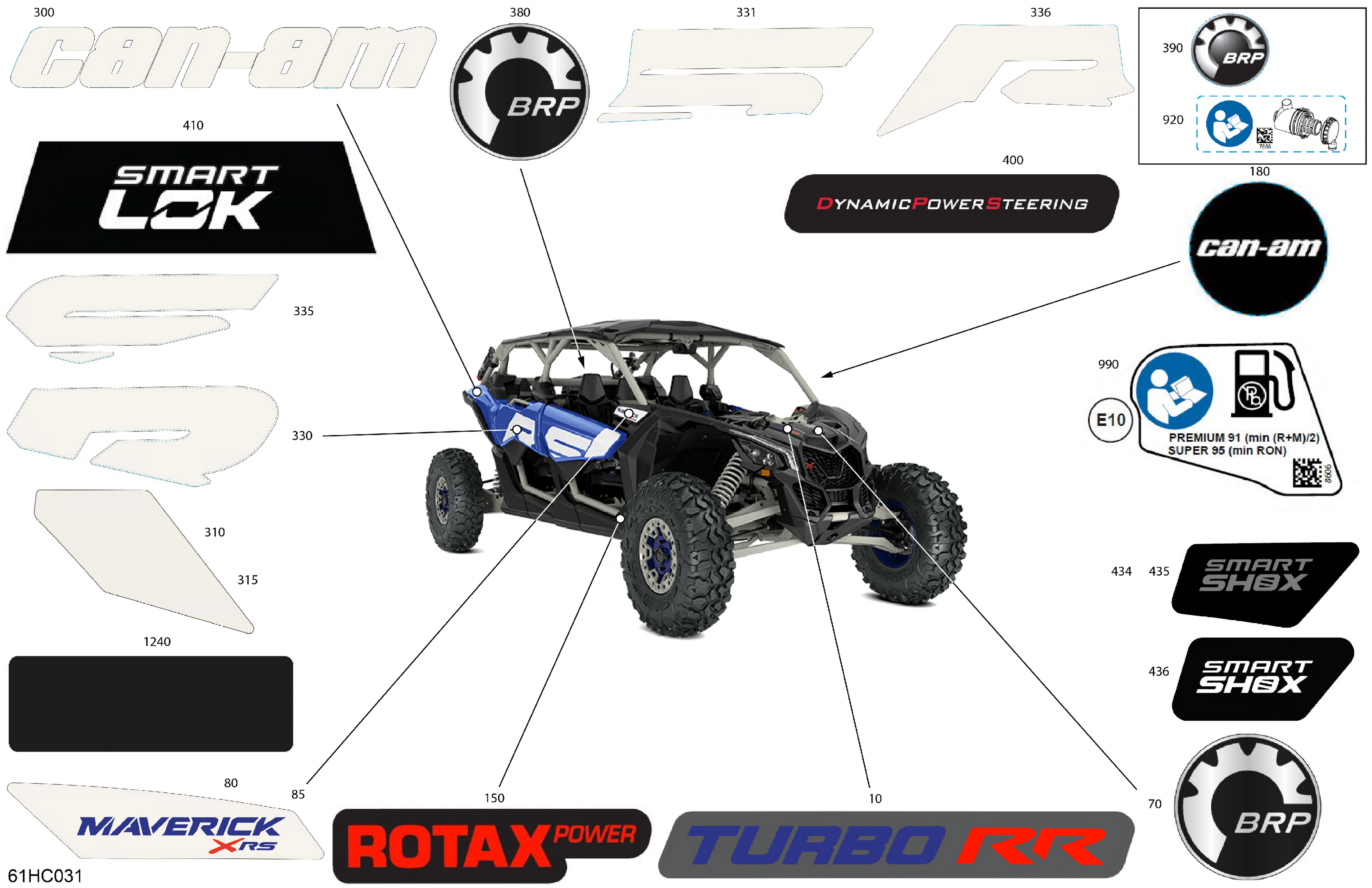 07 CARROSSERIE KITS DECOS POUR MAVERICK X3 MAX TURBO RR XRS DAZZLING BLUE EPANO 2023