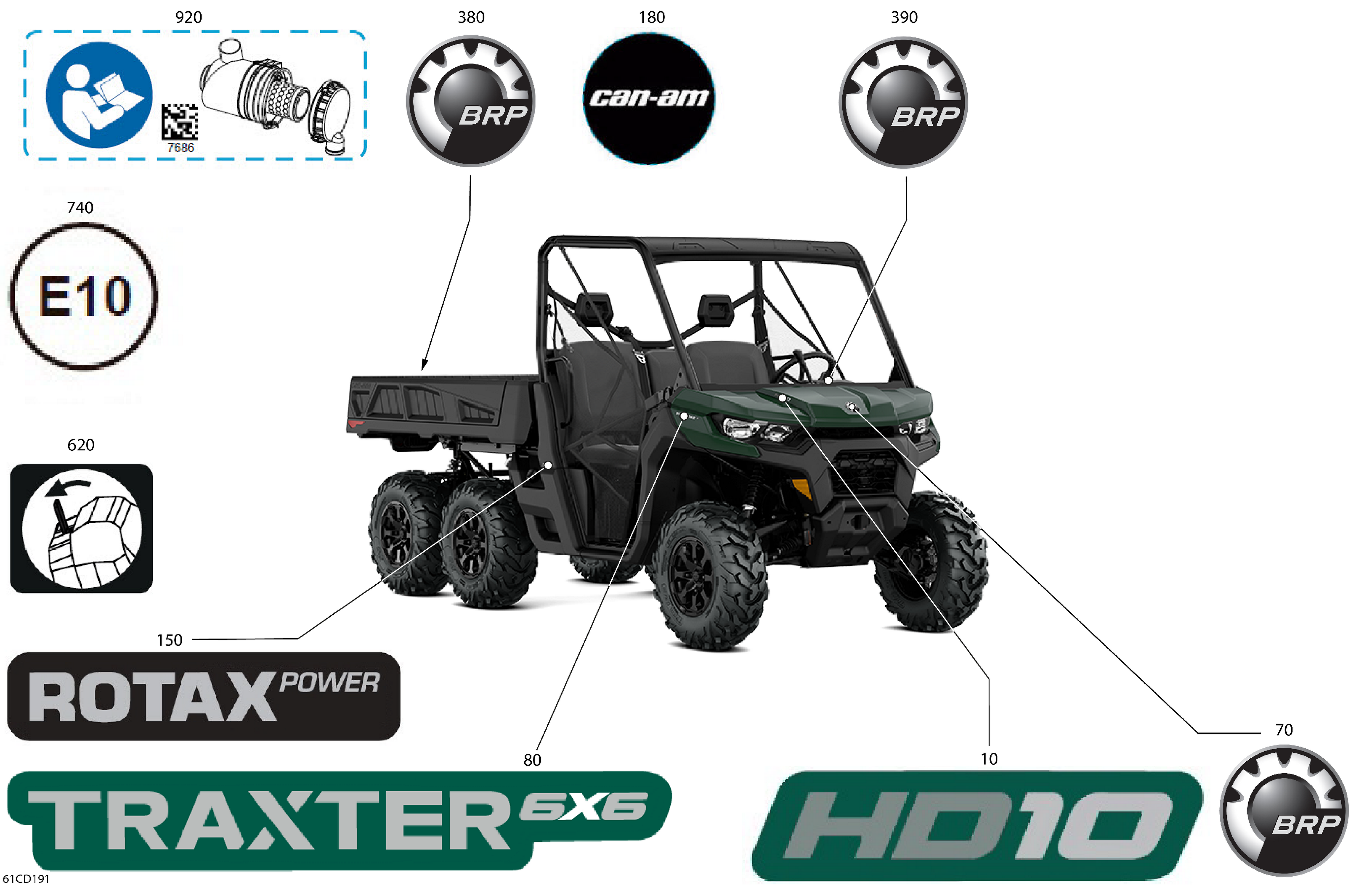 07 CARROSSERIE KITS DECOS POUR TRAXTER 6X6 HD10 DPS VERT TUNDRA 2024