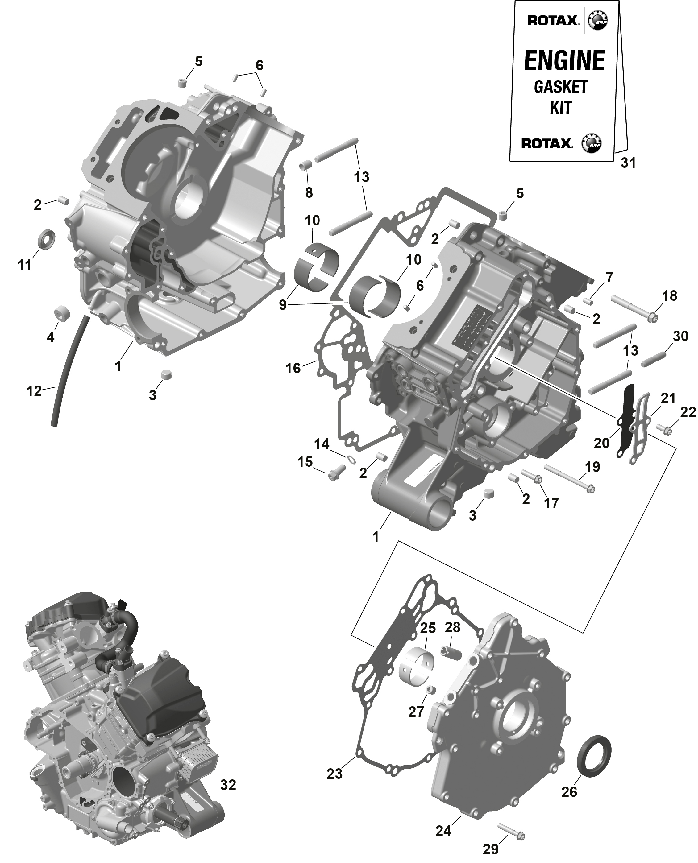 01 ROTAX CARTER MOTEUR POUR OUTLANDER 650 EFI 6X6 XU VERT TUNDRA 2024