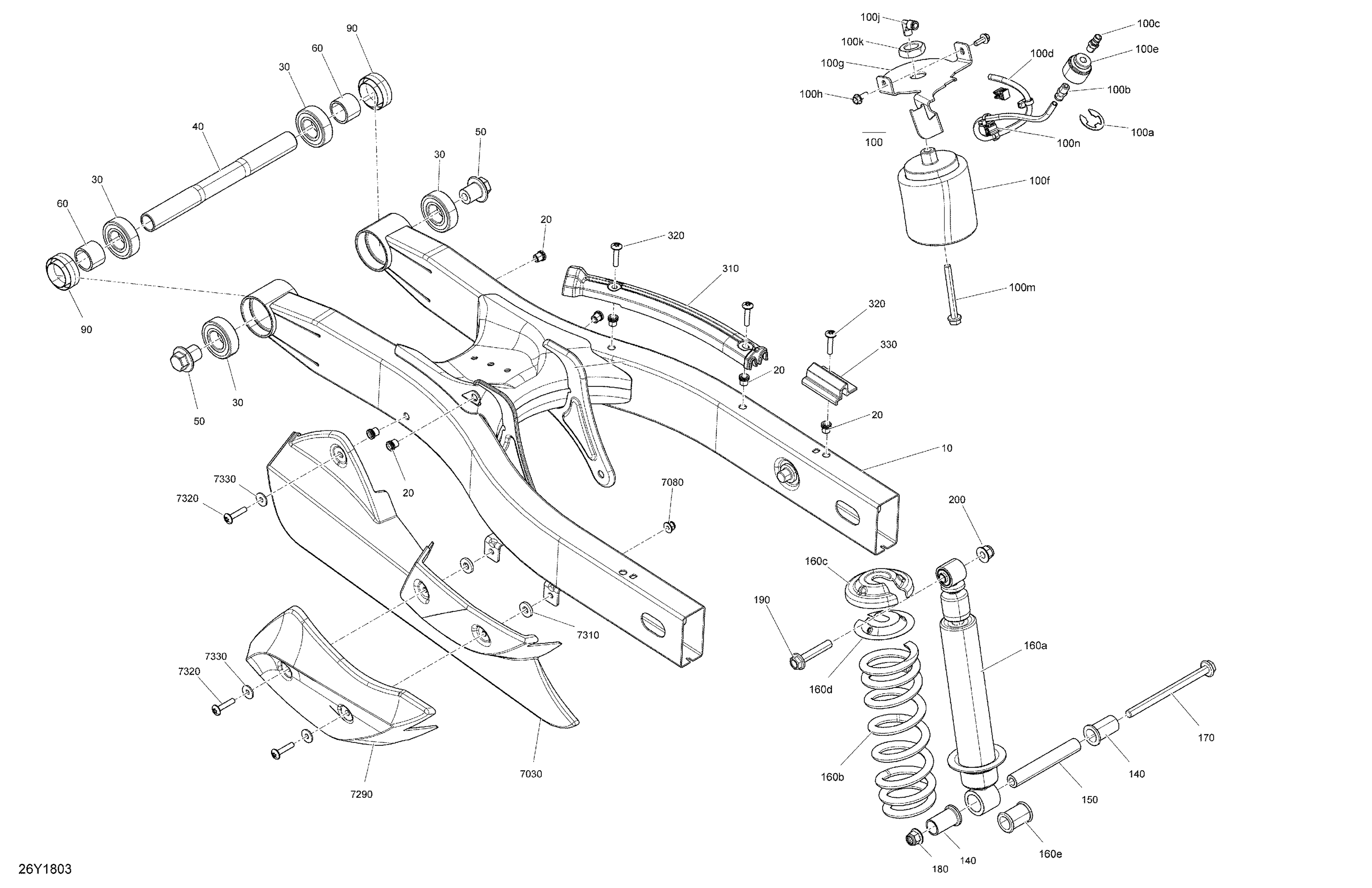 08 SUSPENSION ARRIERE POUR SPYDER F3 T SE6 WHITE 2018